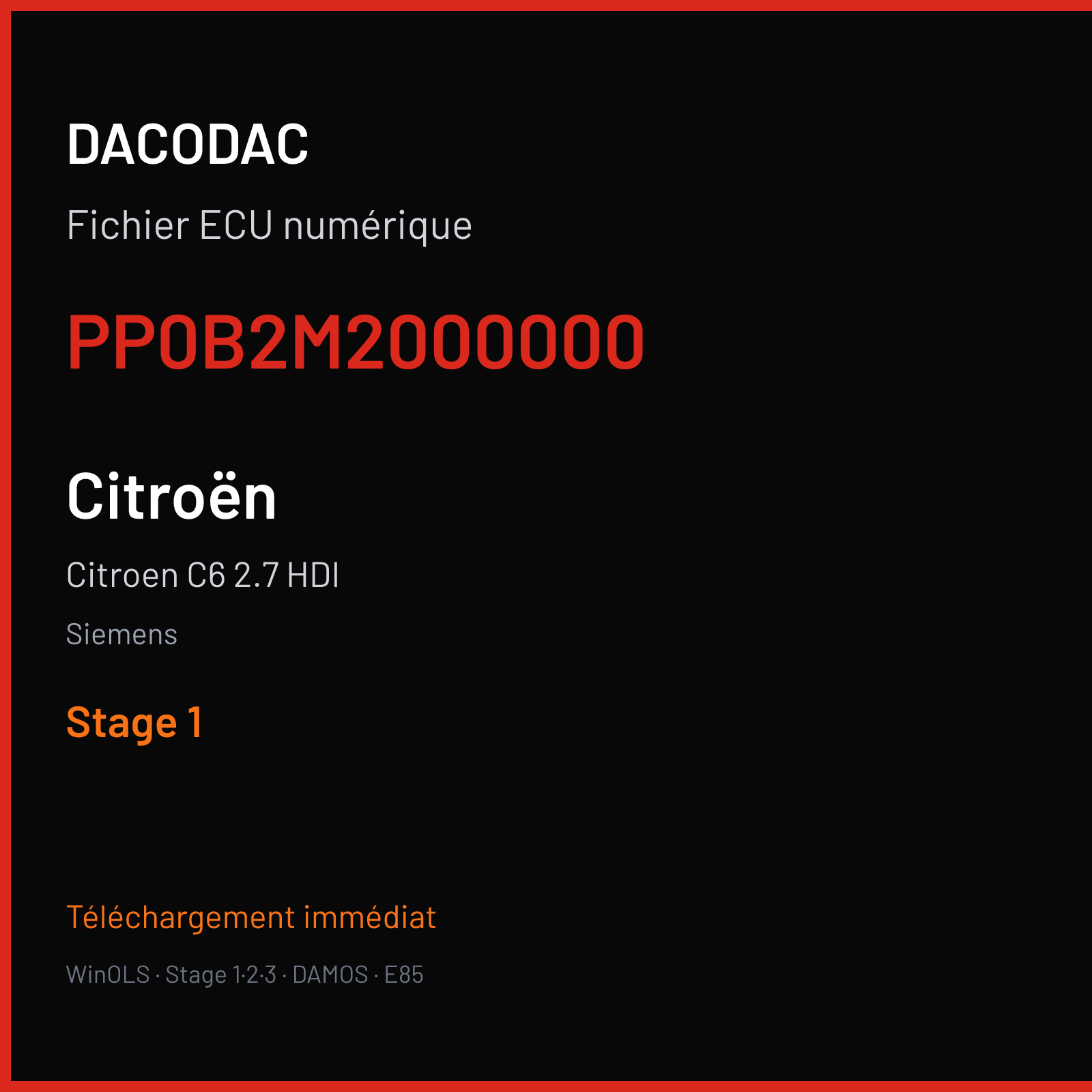 Citroen C6 2.7 HDI (2007) — Siemens — PP0B2M2000000 — Stage 1