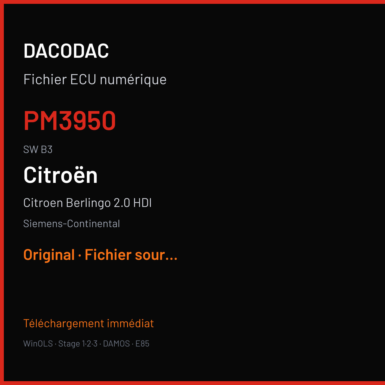 Citroen Berlingo 2.0 HDI (2006) — Siemens-Continental — PM3950 · B3 — Original