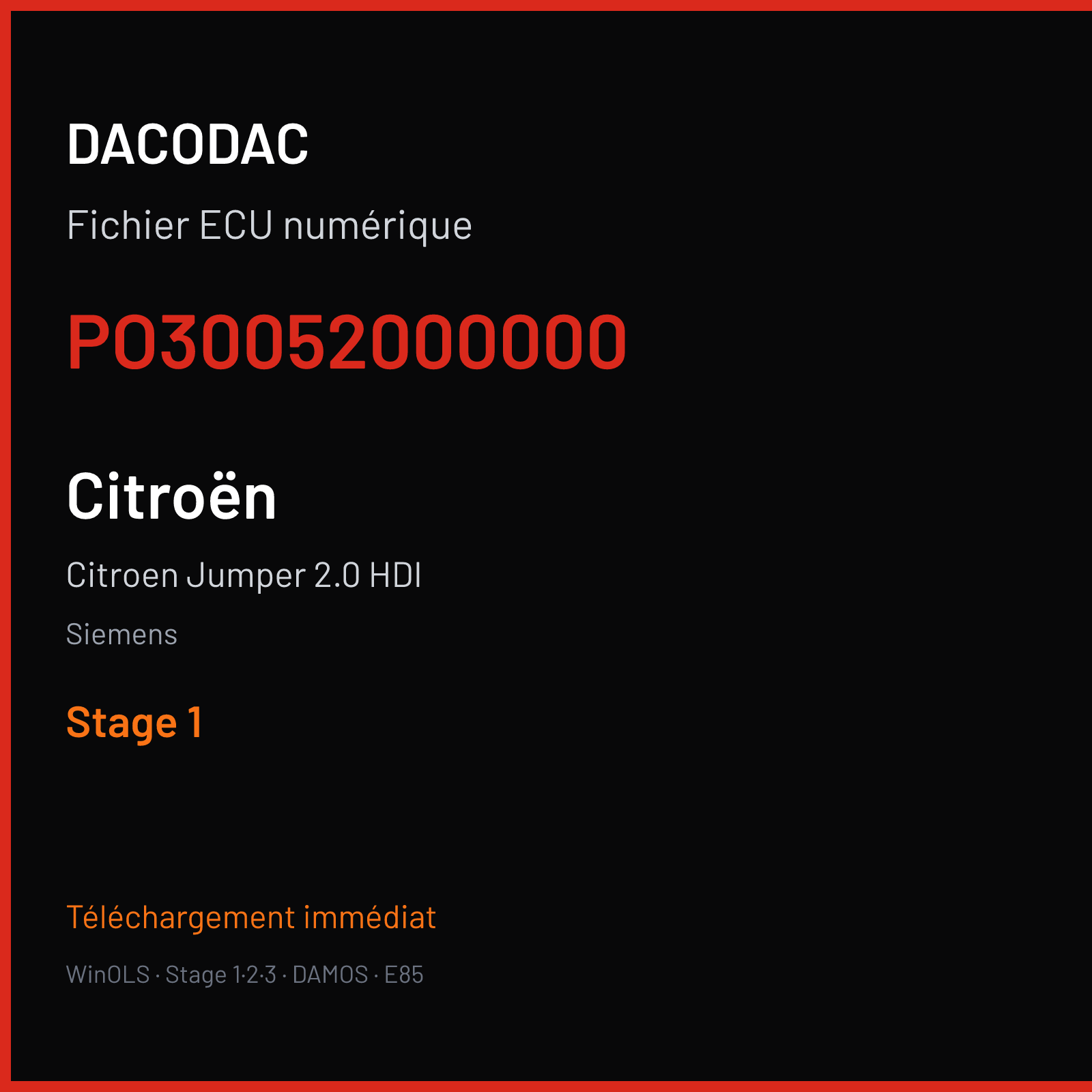 Citroen Jumper 2.0 HDI (2007) — Siemens — PO30052000000 — Stage 1