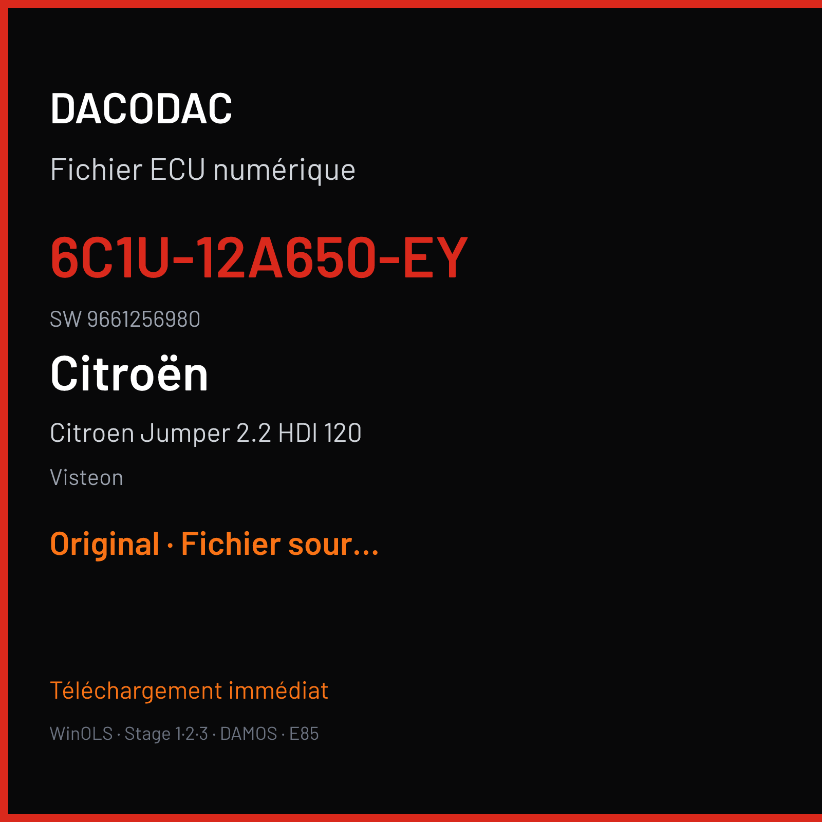 Citroen Jumper 2.2 HDI 120 (2008) — Visteon — 6C1U-12A650-EY · 9661256980 — Original