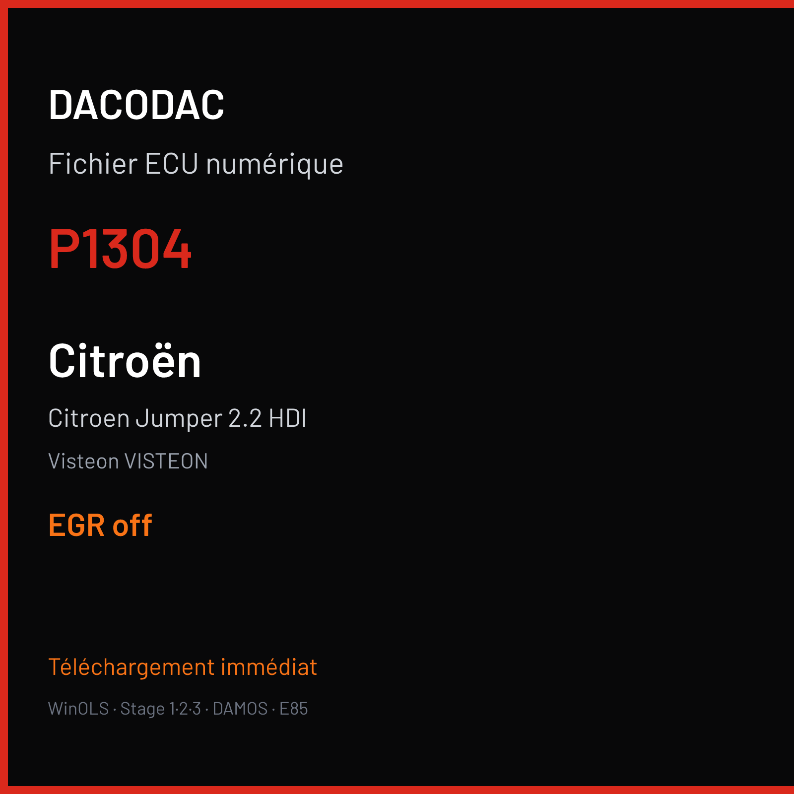 Citroen Jumper 2.2 HDI (2010) — Visteon VISTEON — P1304 — EGR off