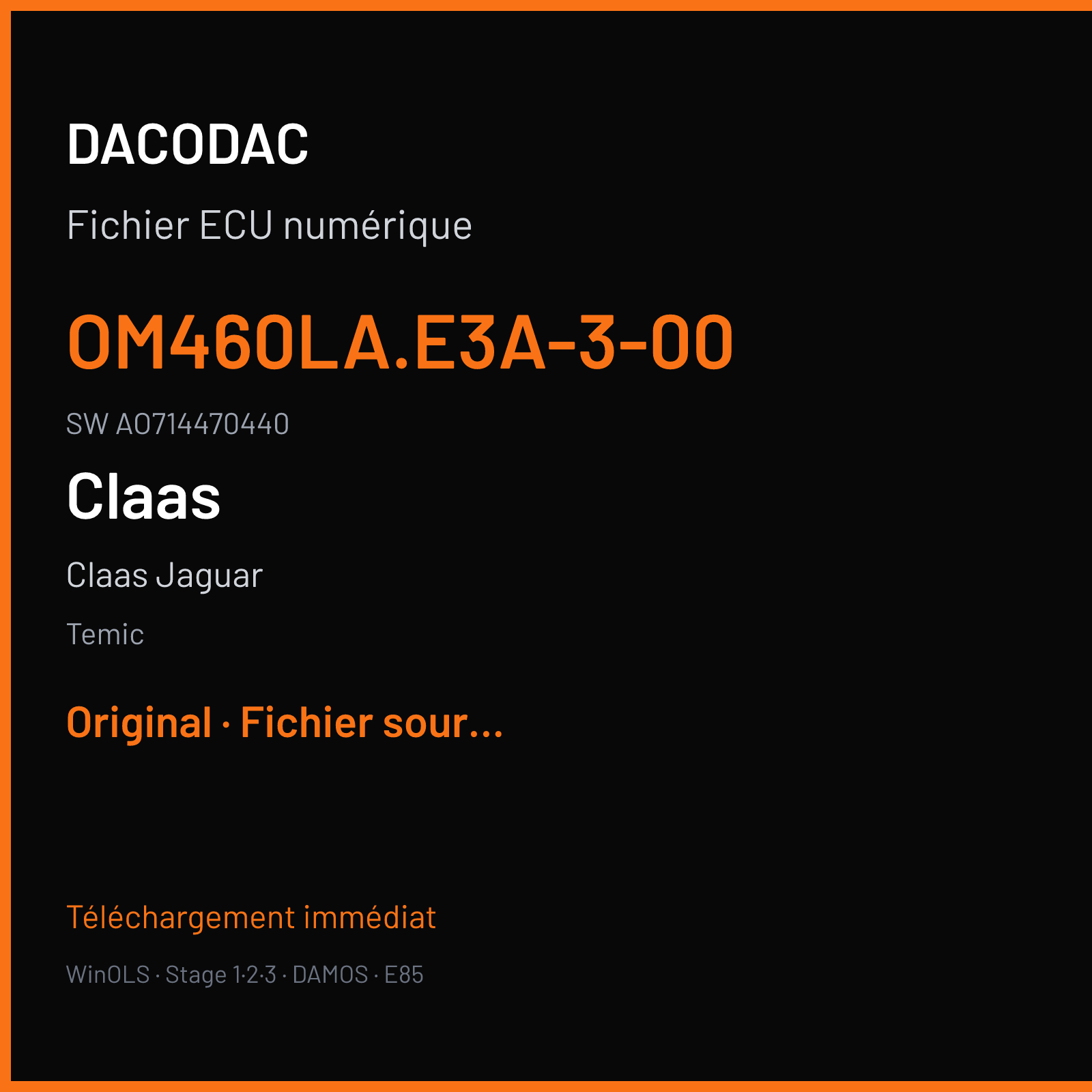 Claas Jaguar 420 ch (2006) — Temic — OM460LA.E3A-3-00 · AO714470440 · 06A — Original