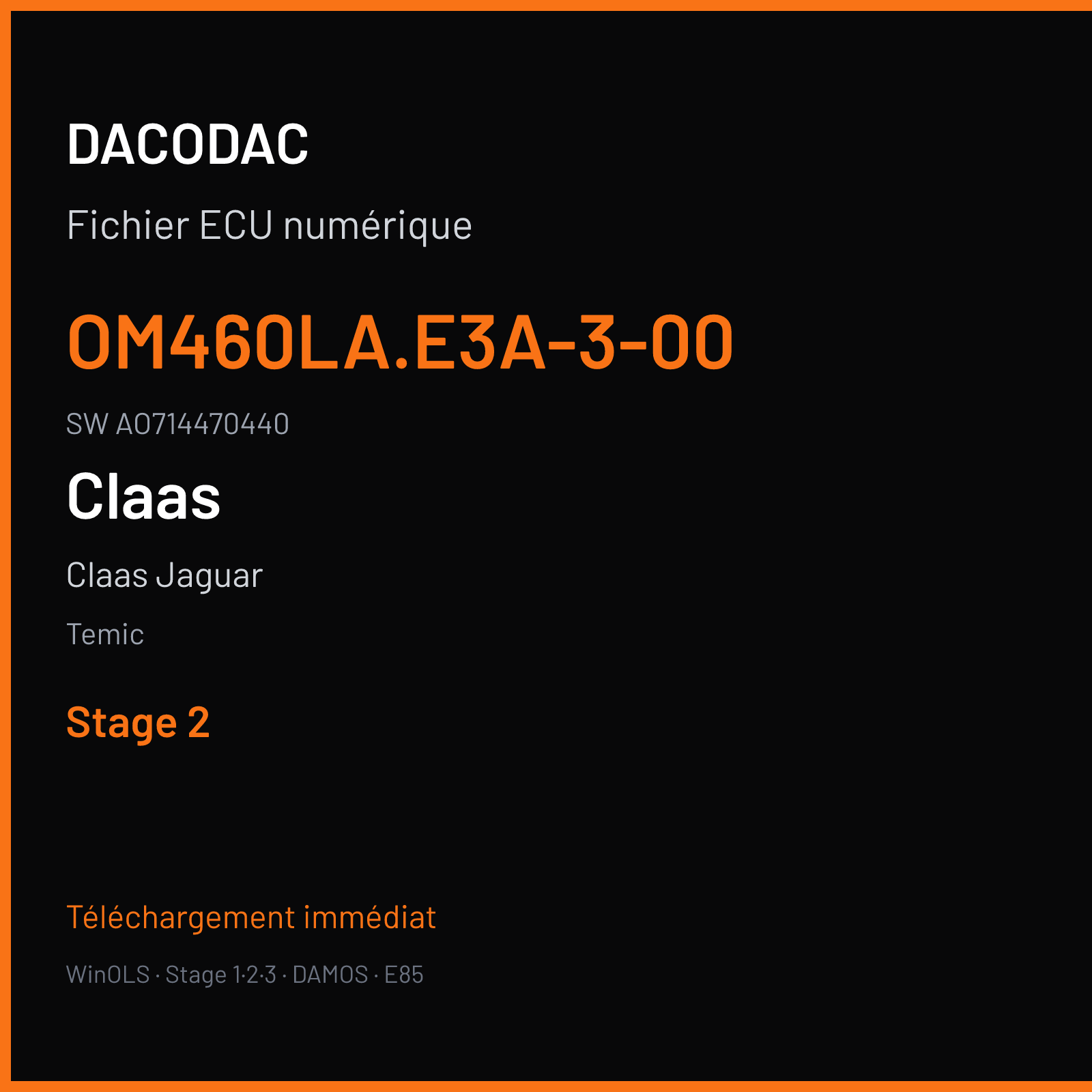 Claas Jaguar 420 ch (2006) — Temic — OM460LA.E3A-3-00 · AO714470440 · 06A ZGS 003 — Stage 2