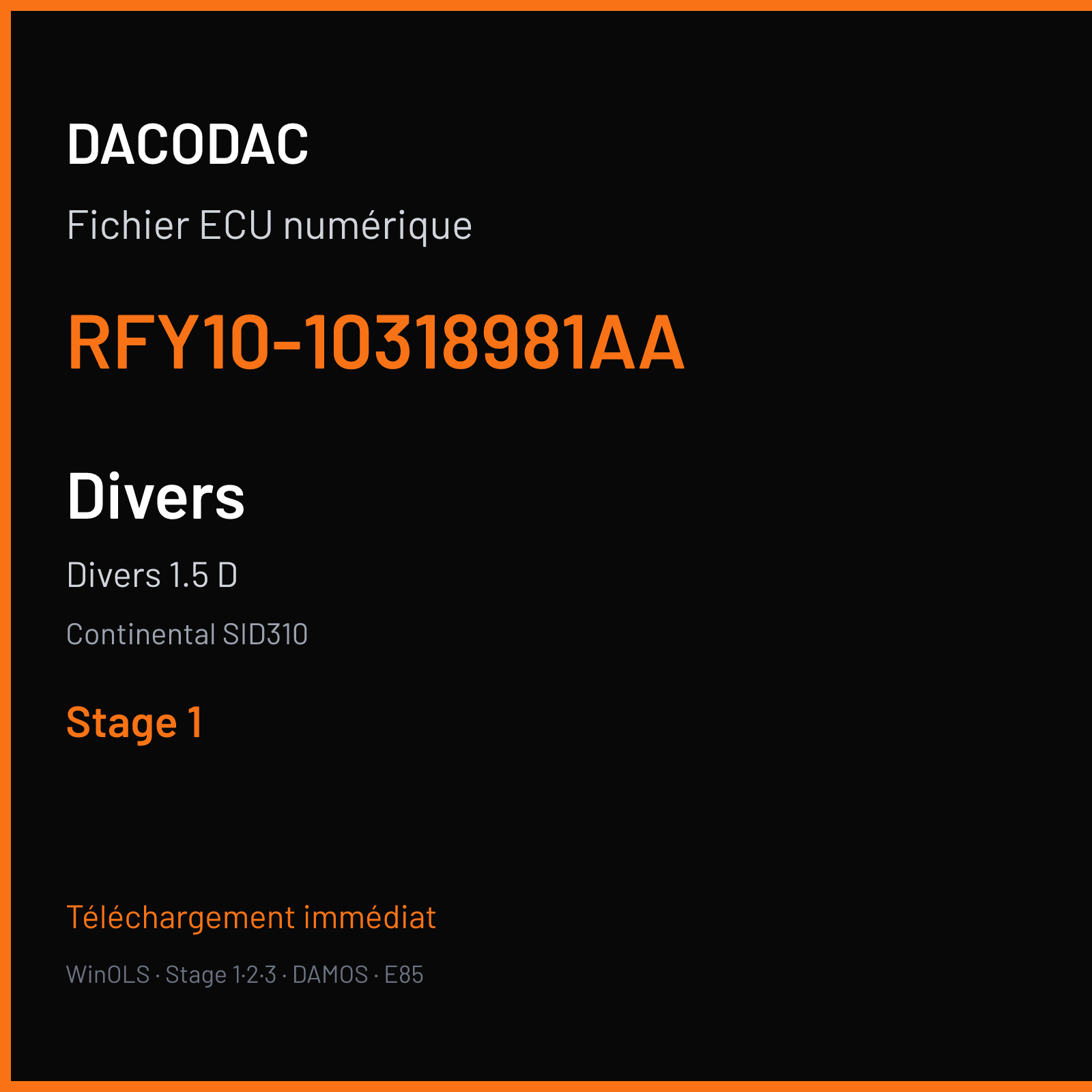 Divers 1.5 D (2018) — Continental SID310 — RFY10-10318981AA — Stage 1