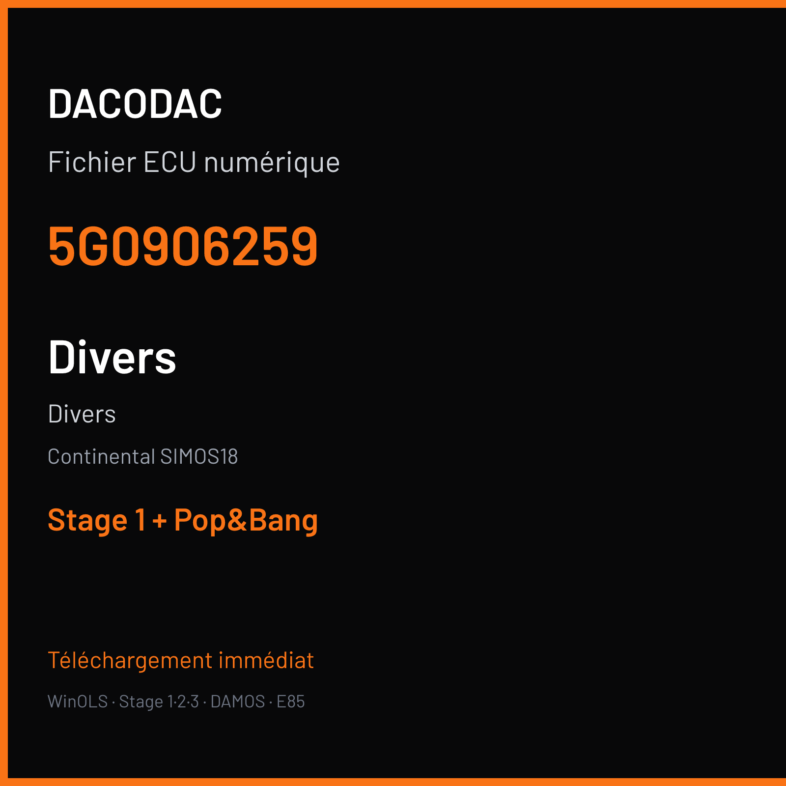 Divers — Continental SIMOS18 — 5G0906259 — Stage 1 + Pop&Bang