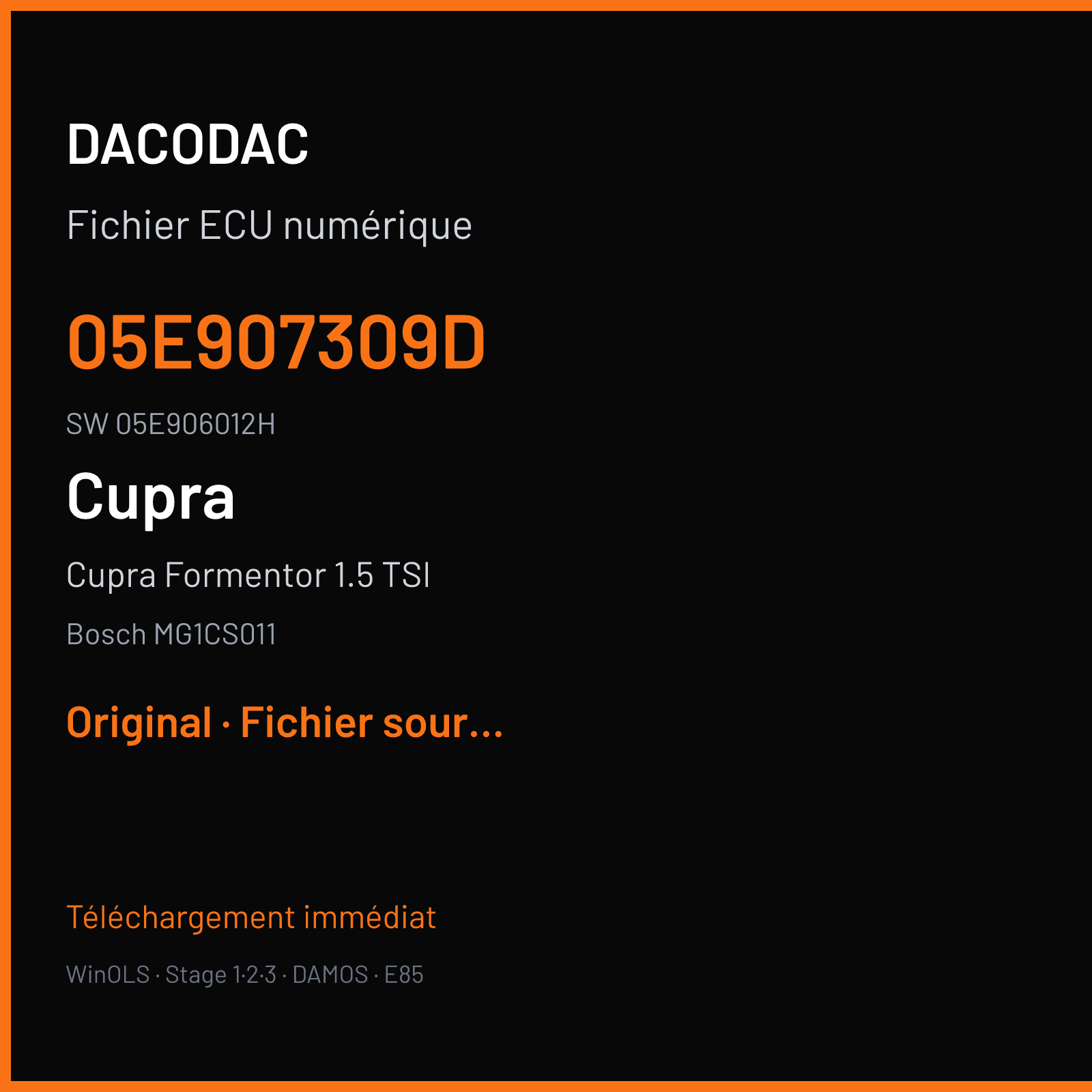 Cupra Formentor 1.5 TSI 150 ch (2021) — Bosch MG1CS011 — 05E907309D · 05E906012H · 067217 — Original