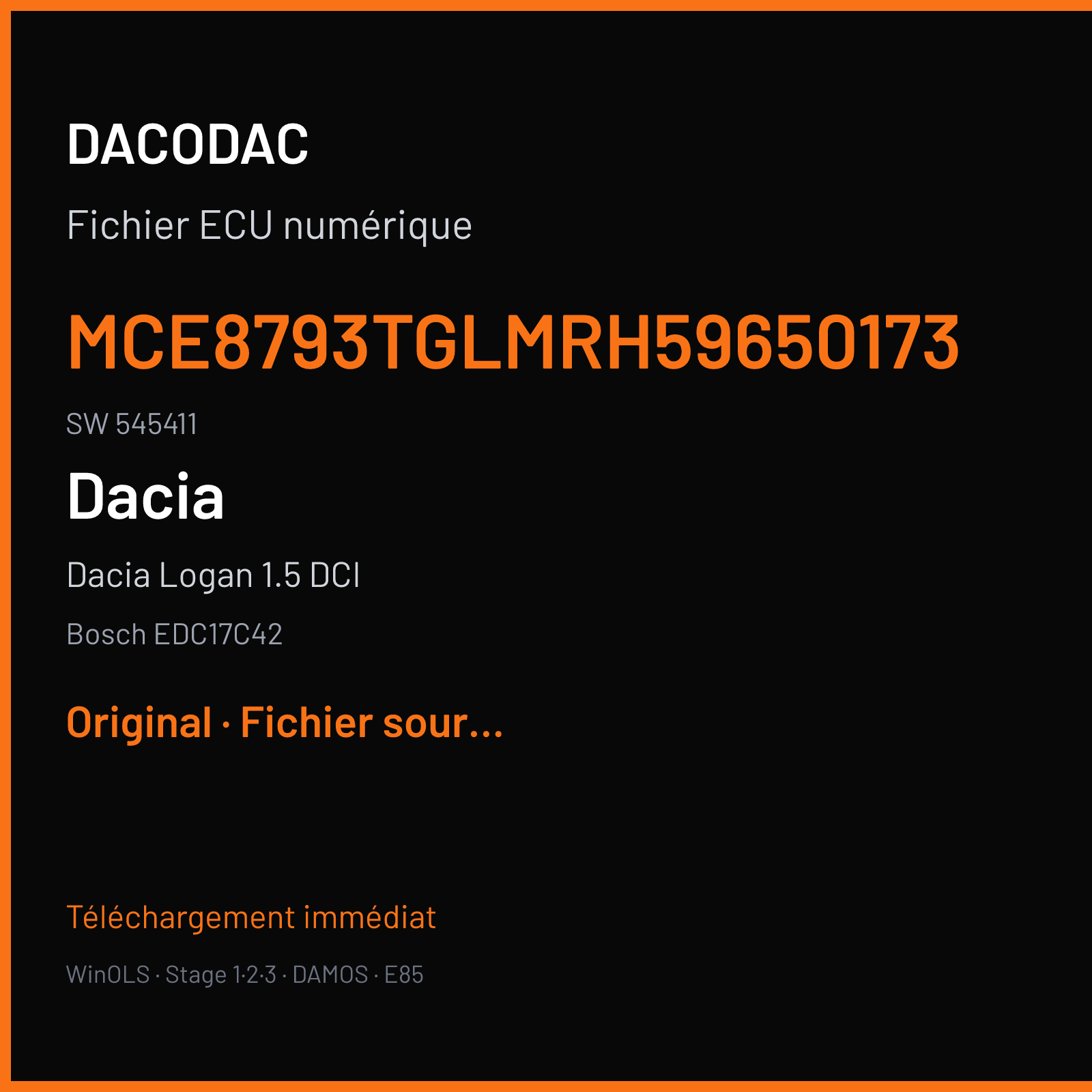 Dacia Logan 1.5 DCI (2015) — Bosch EDC17C42 — MCE8793TGLMRH59650173 · 545411 — Original