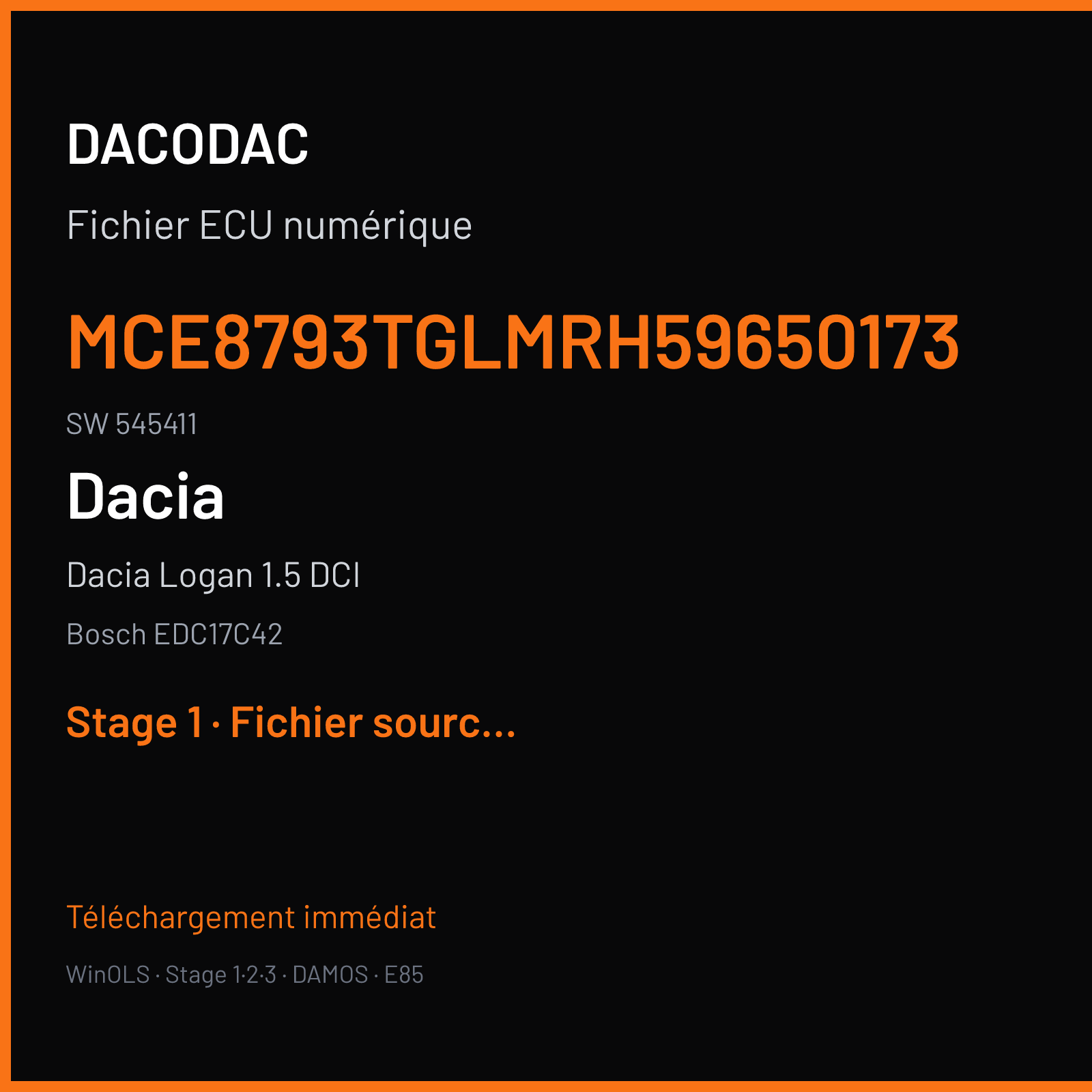 Dacia Logan 1.5 DCI (2015) — Bosch EDC17C42 — MCE8793TGLMRH59650173 · 545411 — Stage 1