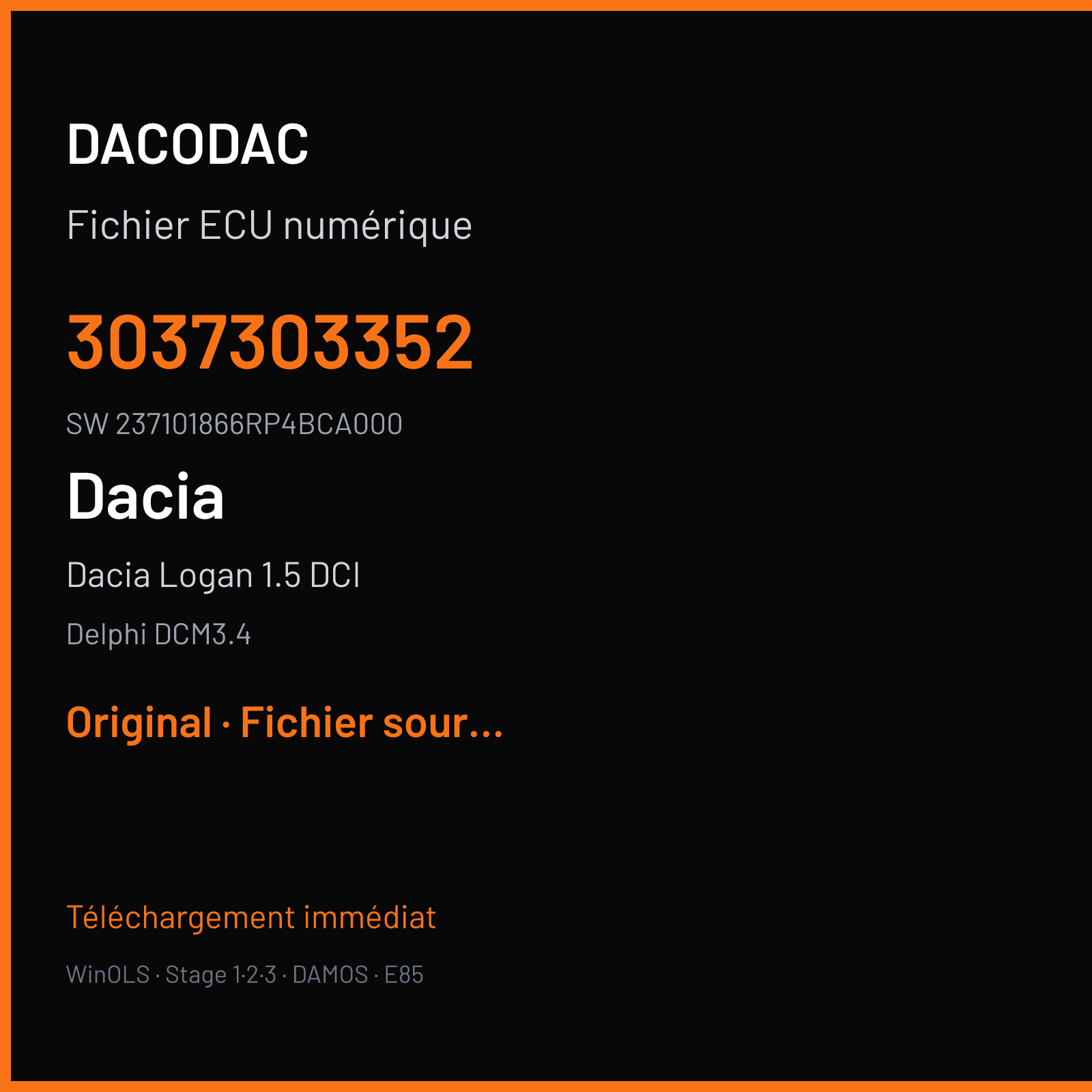 Dacia Logan 1.5 DCI (2008) — Delphi DCM3.4 — 3037303352 · 237101866RP4BCA000 — Original
