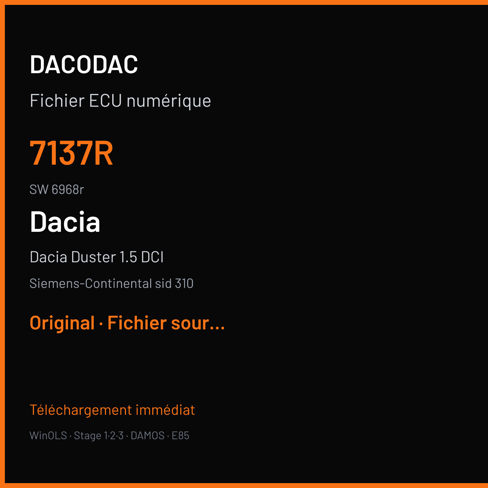 Dacia Duster 1.5 DCI (2015) — Siemens-Continental sid 310 — 7137r · 6968r — Original