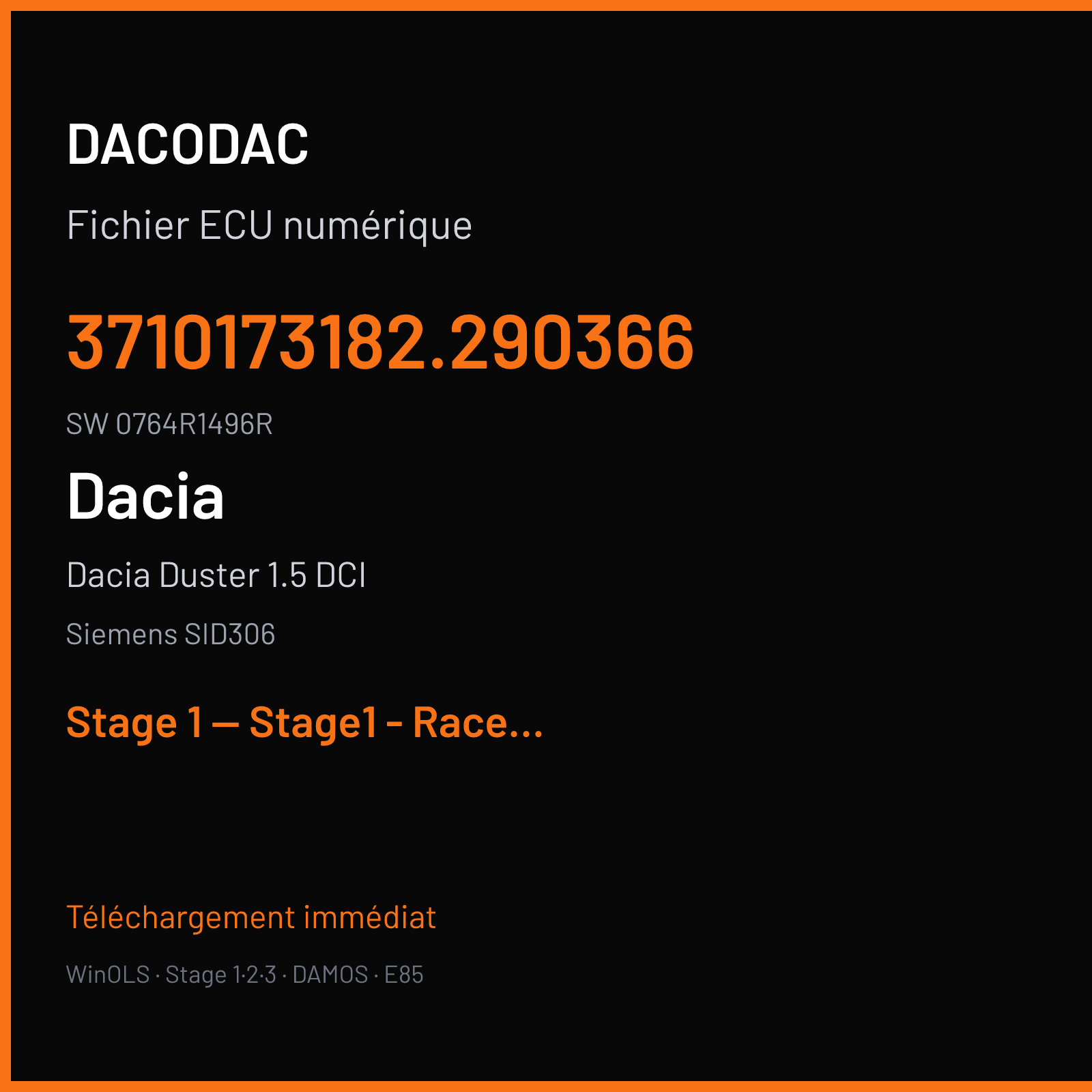 Dacia Duster 1.5 DCI (2010) — Siemens SID306 — 3710173182.290366 · 0764R1496R — Stage 1 — Stage1 - Race gemacht