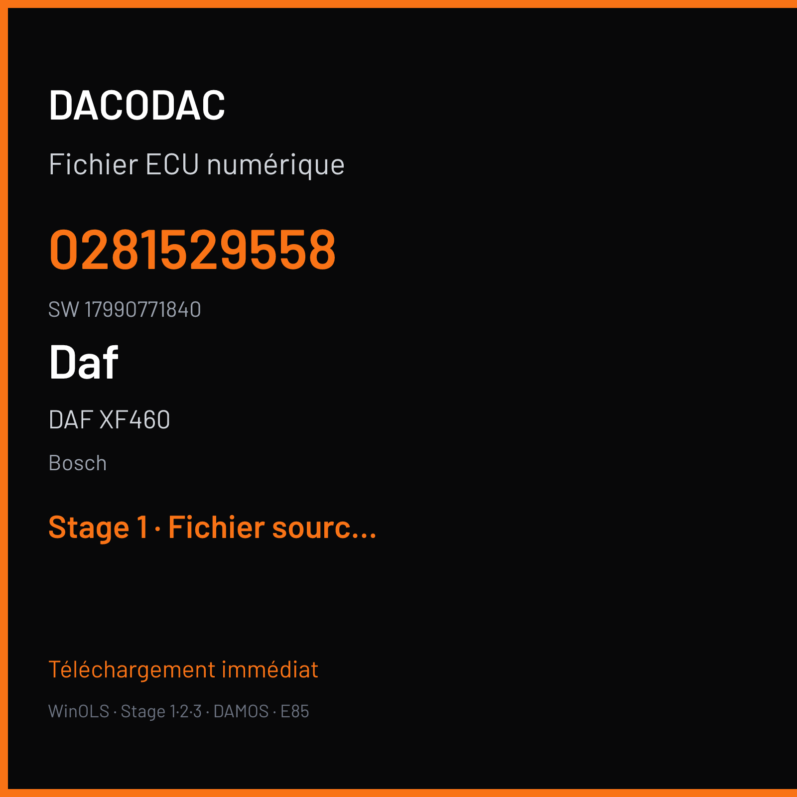 DAF XF460 — Bosch — 0281529558 · 17990771840 — Stage 1