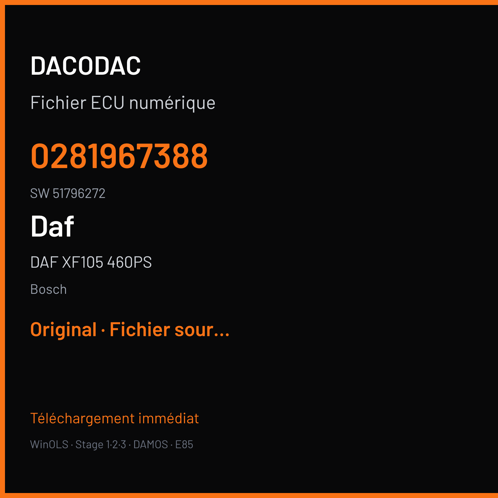 DAF XF105 460PS (2009) — Bosch — 0281967388 · 51796272 — Original