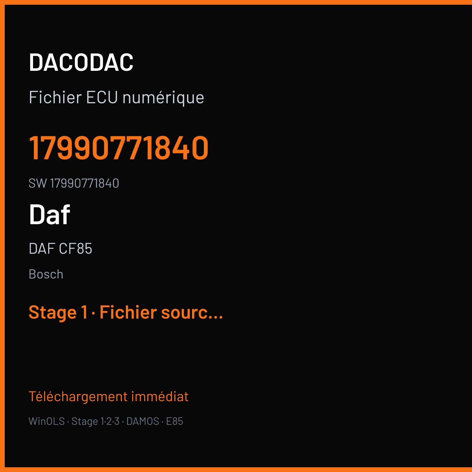 DAF CF85 — Bosch — 17990771840 · 17990771840 — Stage 1