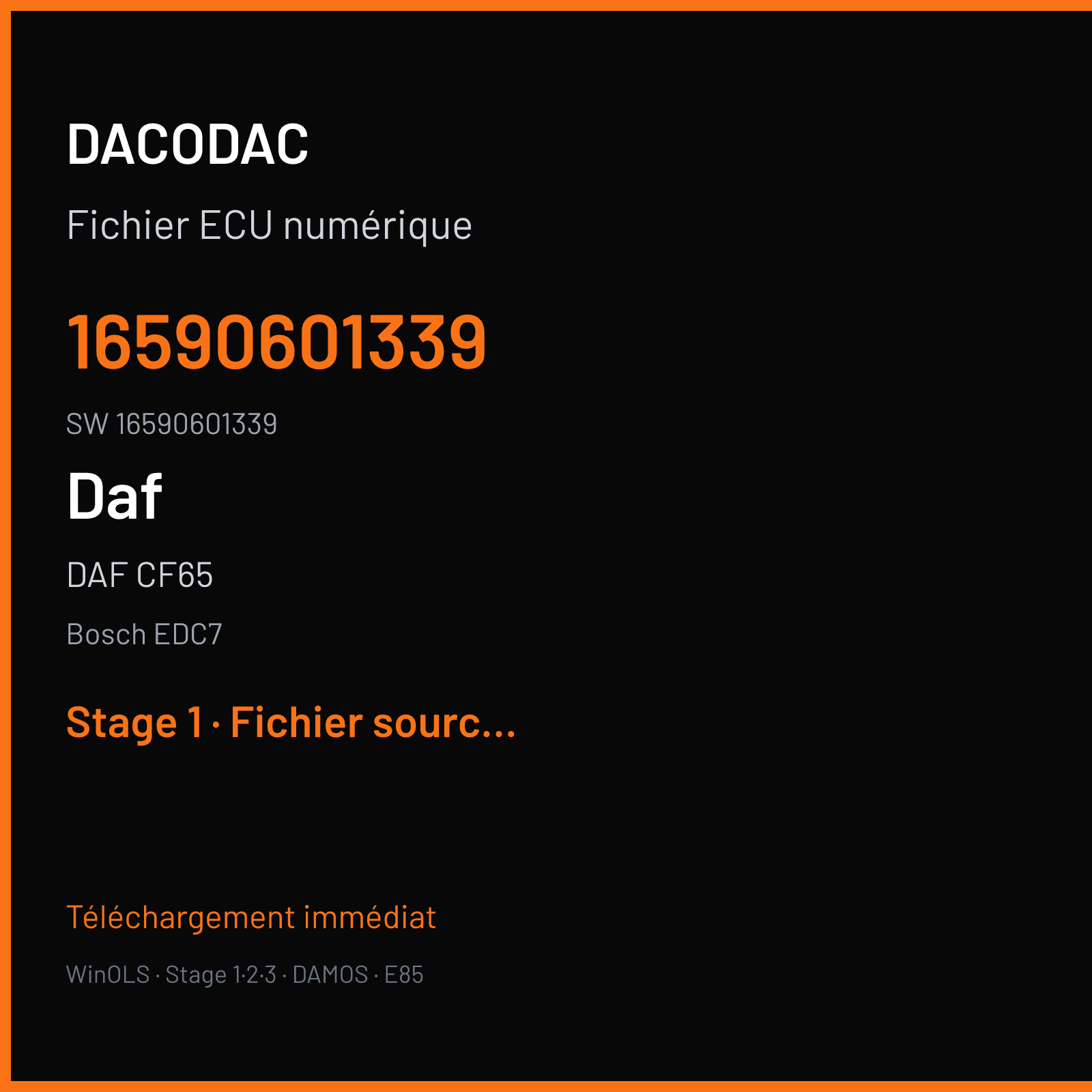 DAF CF65 250 ch — Bosch EDC7 — 16590601339 · 16590601339 · 365023 — Stage 1