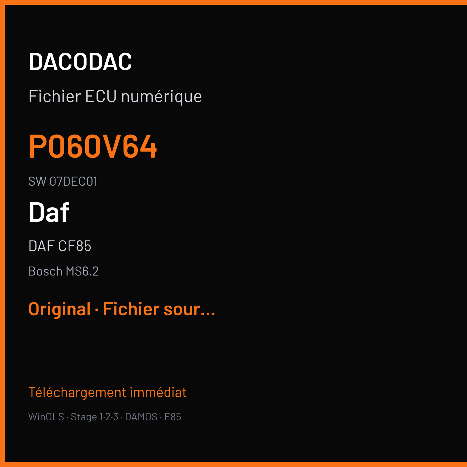 DAF CF85 (2006) — Bosch MS6.2 — P060V64 · 07DEC01 — Original