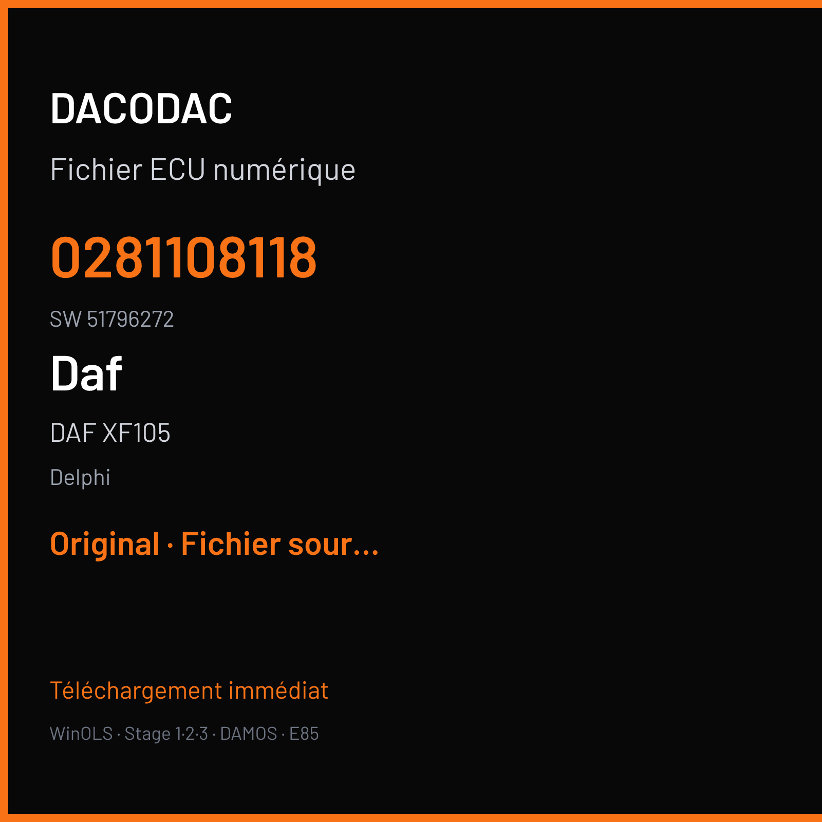 DAF XF105 460 ch (2009) — Delphi — 0281108118 · 51796272 · ETC3 — Original