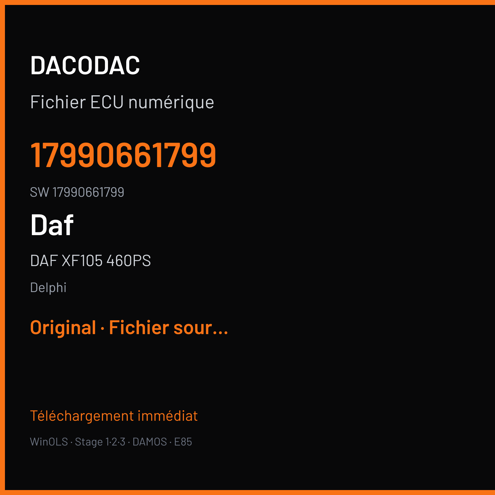 DAF XF105 460PS 460 ch (2013) — Delphi — 17990661799 · 17990661799 · ETC3 — Original