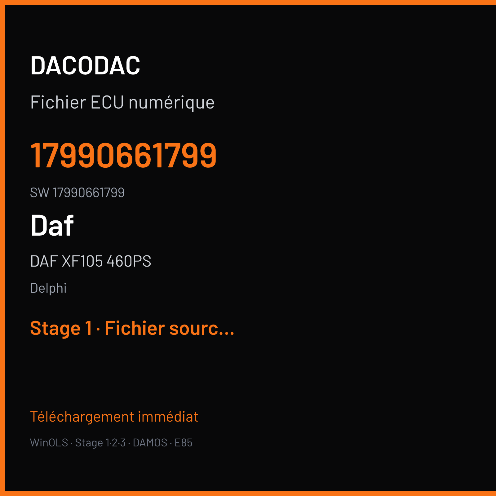 DAF XF105 460PS 460 ch (2013) — Delphi — 17990661799 · 17990661799 · ETC3 — Stage 1
