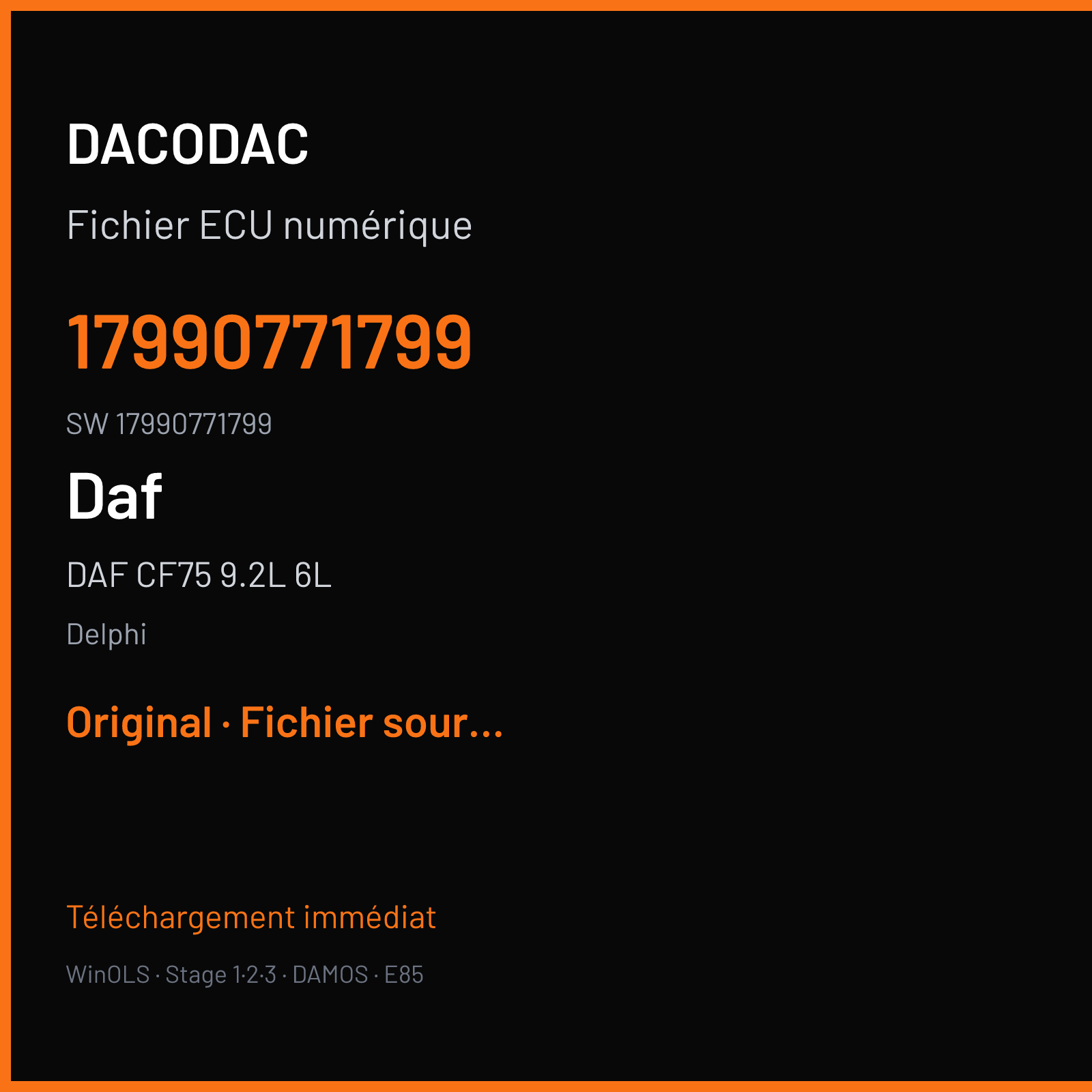 DAF CF75 9.2L 6L 245 ch — Delphi — 17990771799 · 17990771799 · PC3 1214R04 DMCI — Original