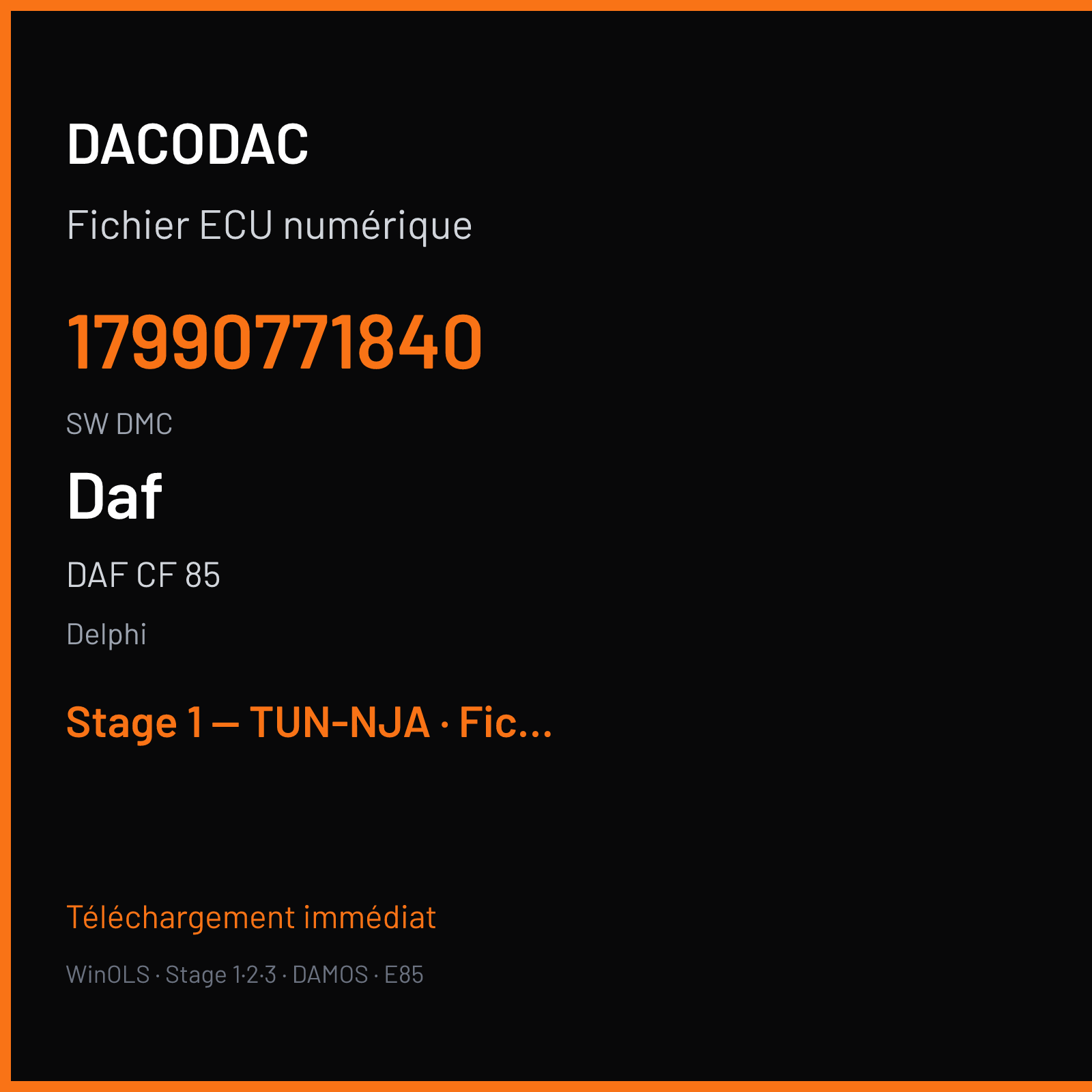 DAF CF 85 — Delphi — 17990771840 · DMC — Stage 1 — TUN-NJA
