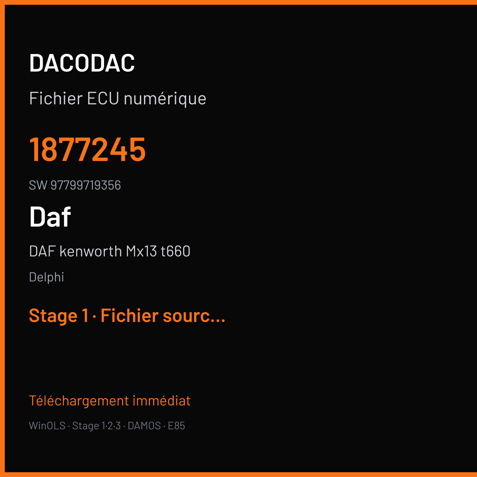 DAF kenworth Mx13 t660 (2015) — Delphi — 1877245 · 97799719356 — Stage 1