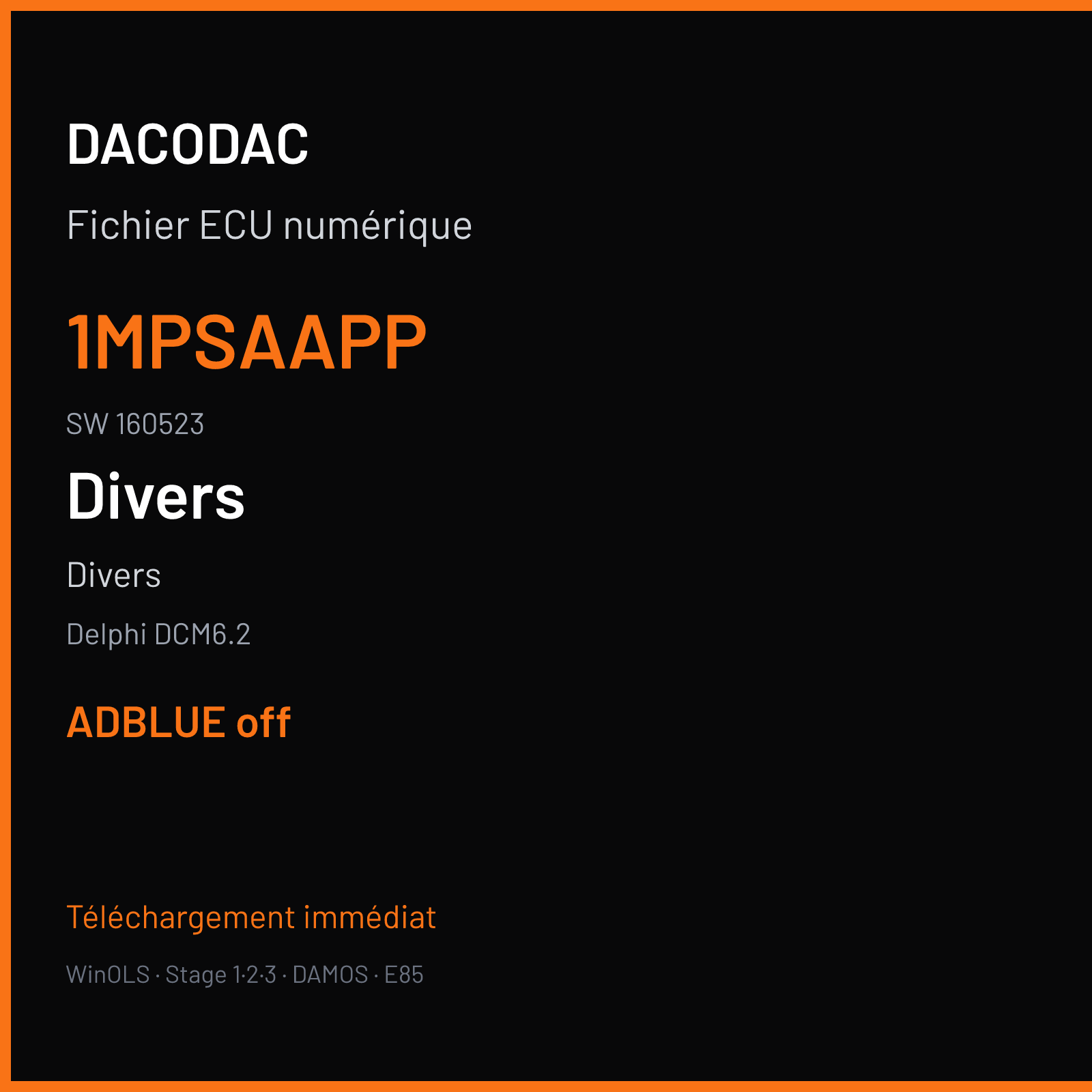 Divers — Delphi DCM6.2 — 1MPSAAPP · 160523 — ADBLUE off