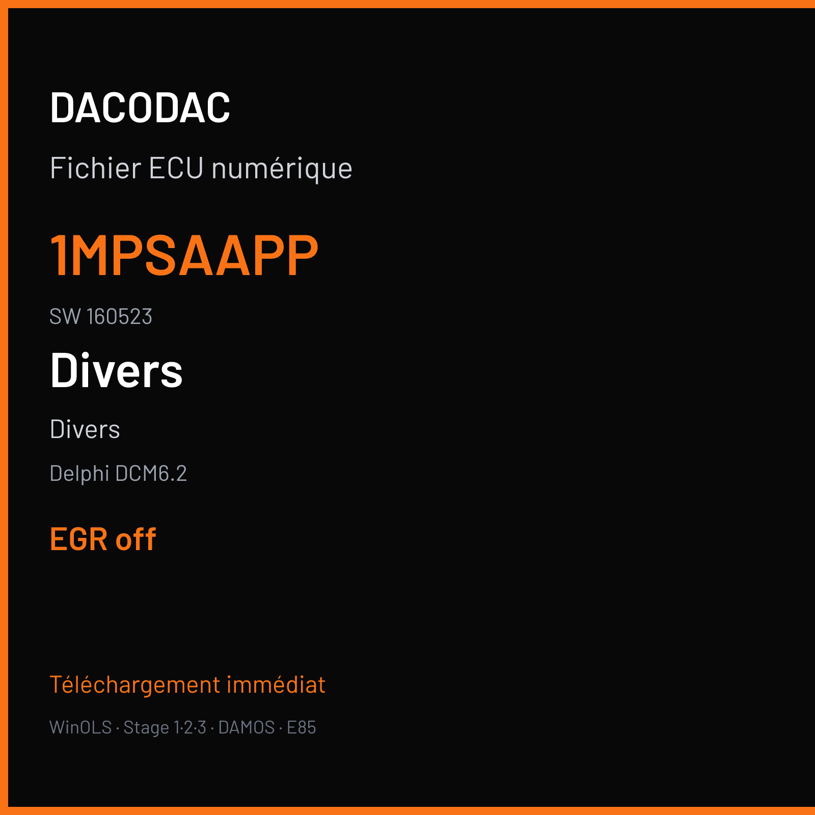 Divers — Delphi DCM6.2 — 1MPSAAPP · 160523 — EGR off