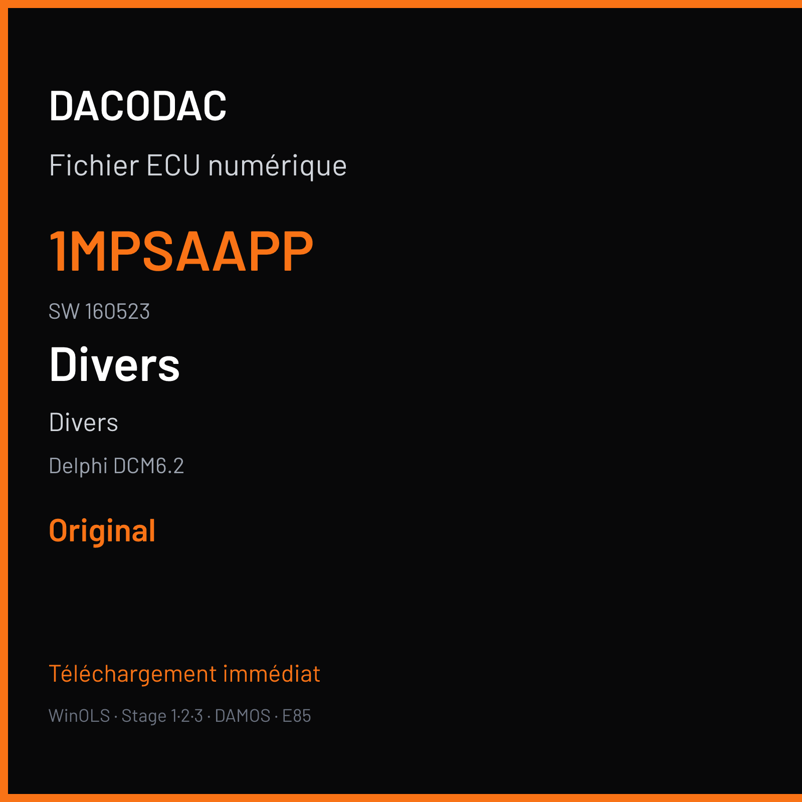 Divers — Delphi DCM6.2 — 1MPSAAPP · 160523 — Original