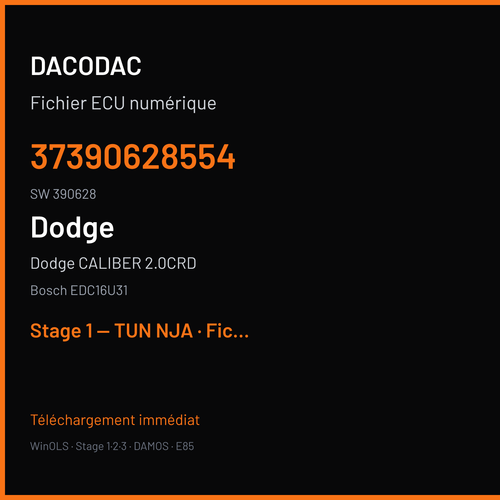 Dodge CALIBER 2.0CRD (2008) — Bosch EDC16U31 — 37390628554 · 390628 — Stage 1 — TUN NJA