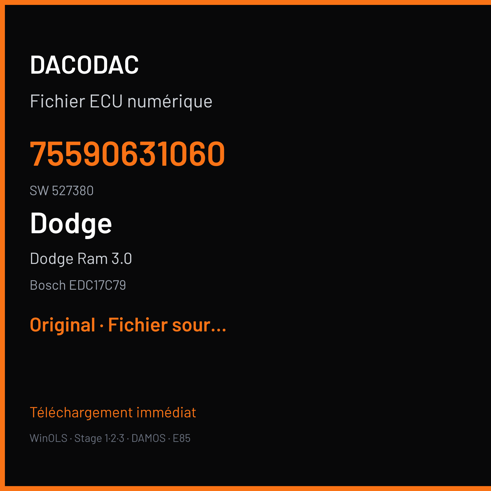 Dodge Ram 3.0 (2015) — Bosch EDC17C79 — 75590631060 · 527380 — Original