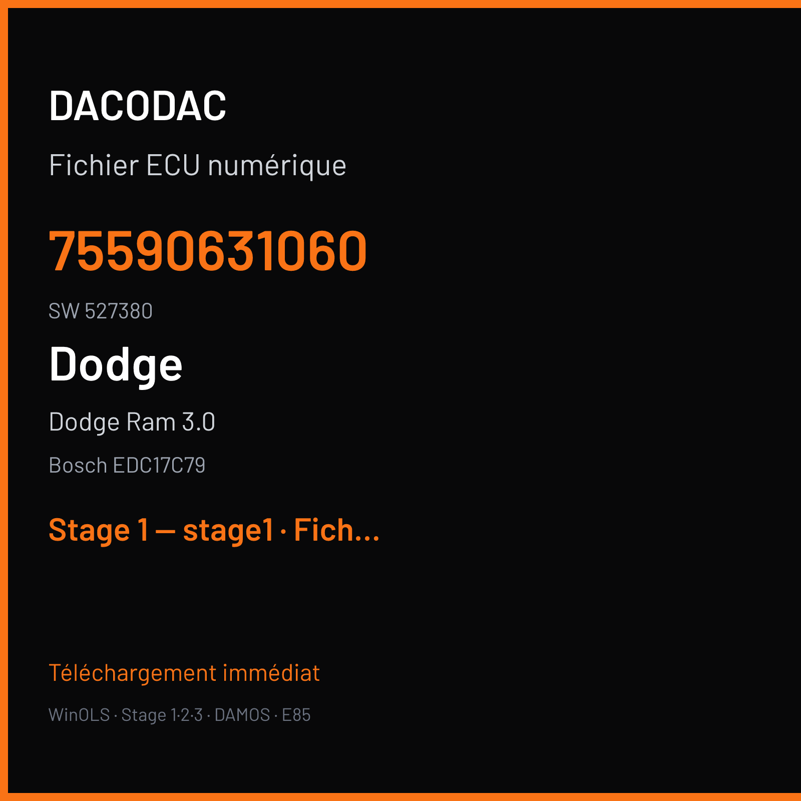 Dodge Ram 3.0 (2015) — Bosch EDC17C79 — 75590631060 · 527380 — Stage 1 — stage1