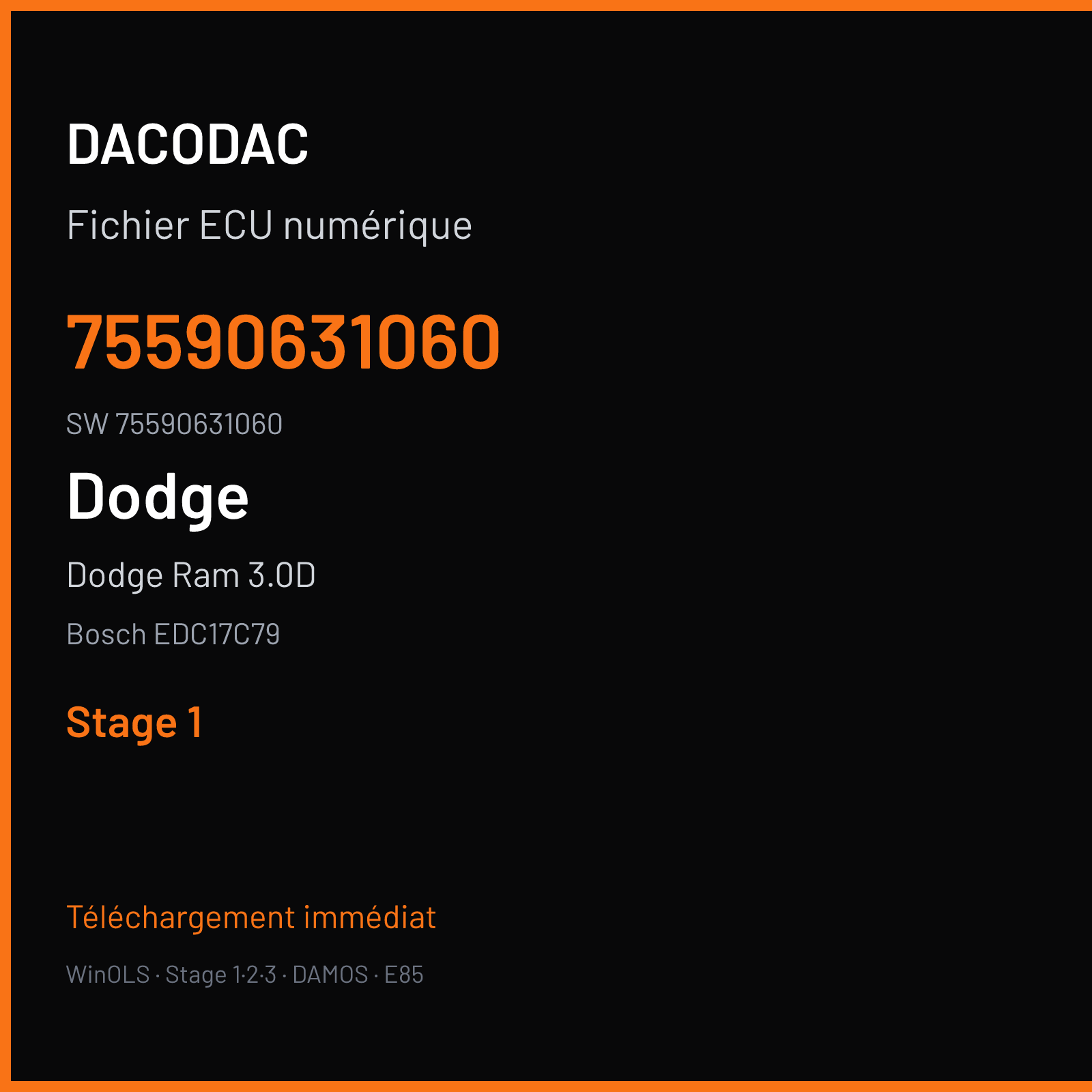 Dodge Ram 3.0D 245 ch (2017) — Bosch EDC17C79 — 75590631060 · 75590631060 · 559063 — Stage 1