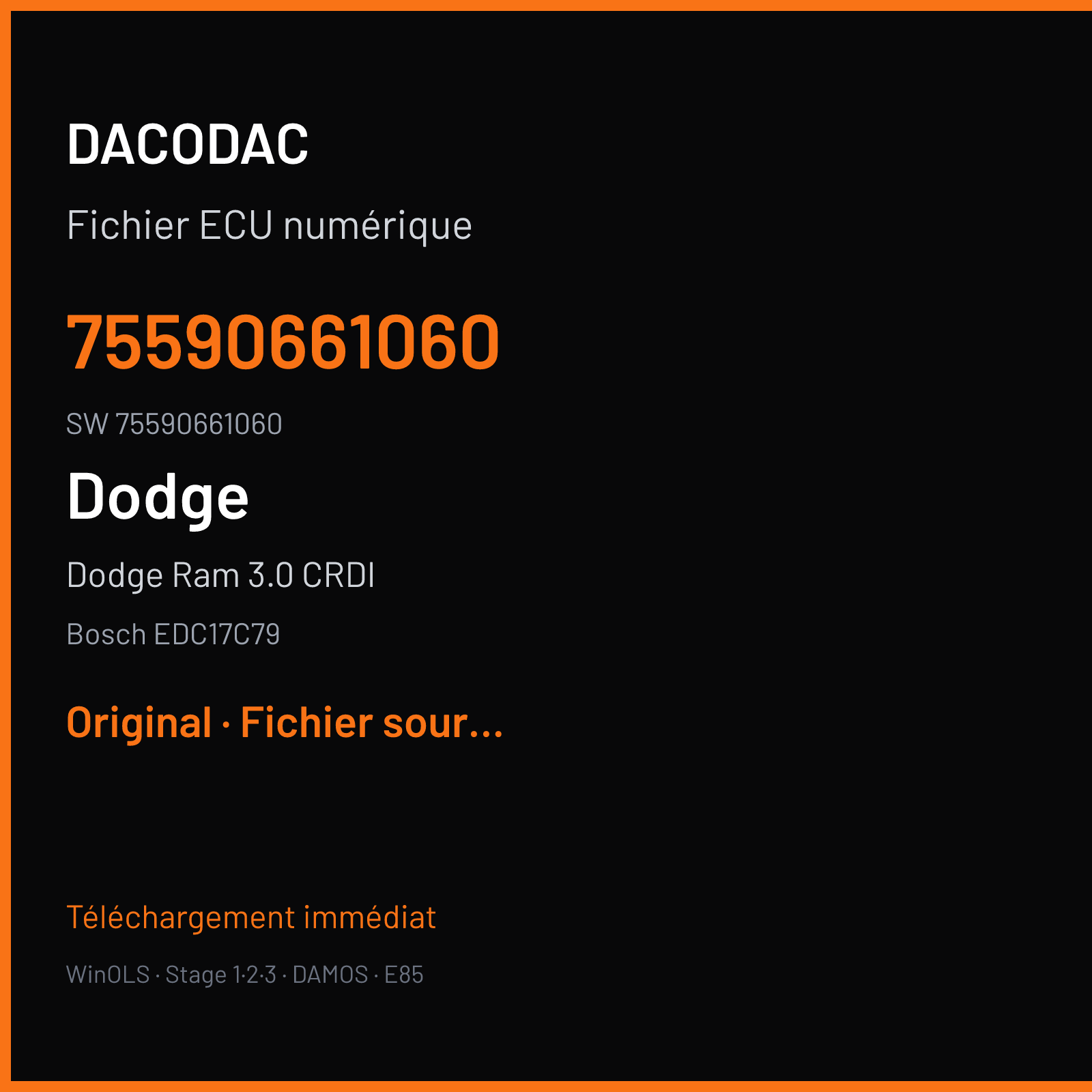 Dodge Ram 3.0 CRDI 245 ch (2017) — Bosch EDC17C79 — 75590661060 · 75590661060 · 559066 — Original