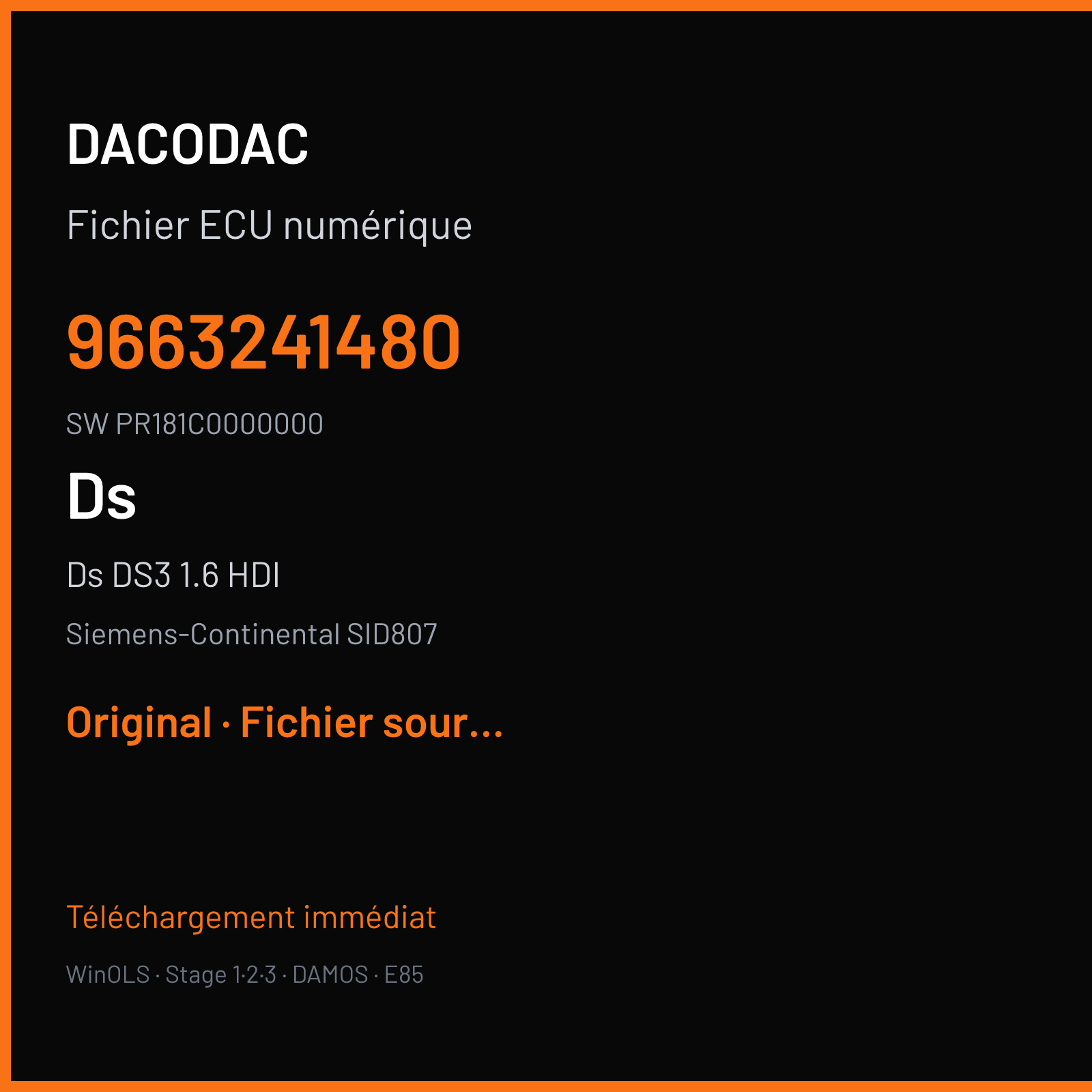 Ds DS3 1.6 HDI (2011) — Siemens-Continental SID807 — 9663241480 · PR181C0000000 — Original
