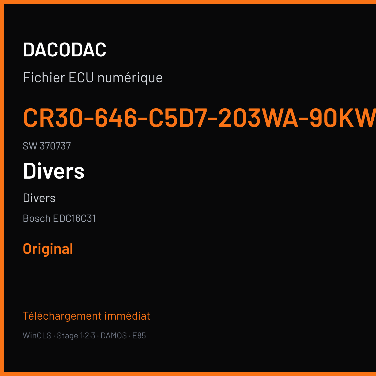 Divers (2004) — Bosch EDC16C31 — CR30-646-C5D7-203WA-90KW-EU3-ME-1104X013 · 370737 — Original