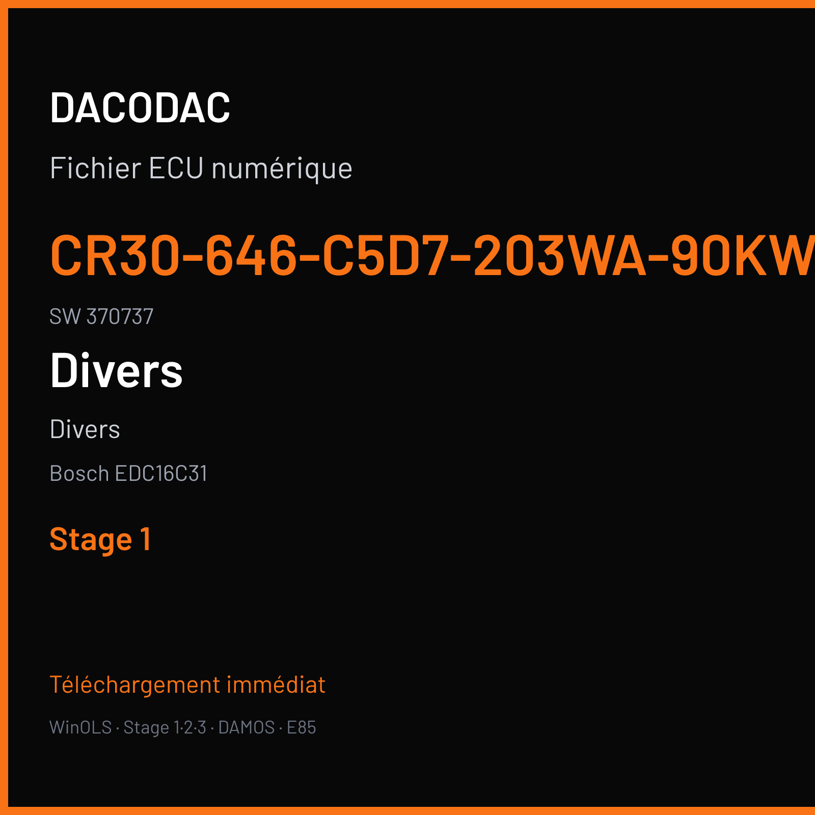 Divers (2004) — Bosch EDC16C31 — CR30-646-C5D7-203WA-90KW-EU3-ME-1104X013 · 370737 — Stage 1