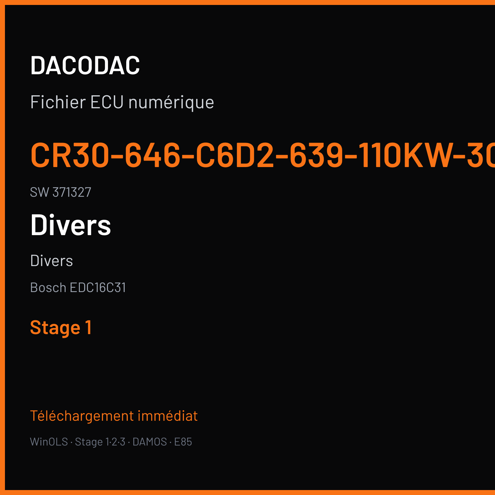 Divers (2002) — Bosch EDC16C31 — CR30-646-C6D2-639-110KW-30-0AEF-02-DAG-001 · 371327 — Stage 1