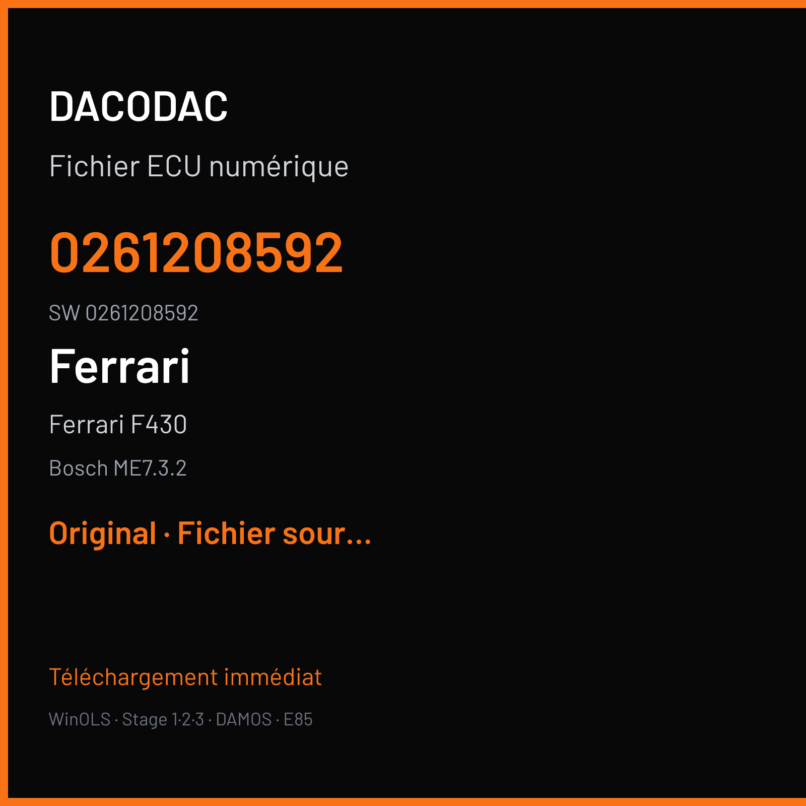 Ferrari F430 (2007) — Bosch ME7.3.2 — 0261208592 · 0261208592 — Original