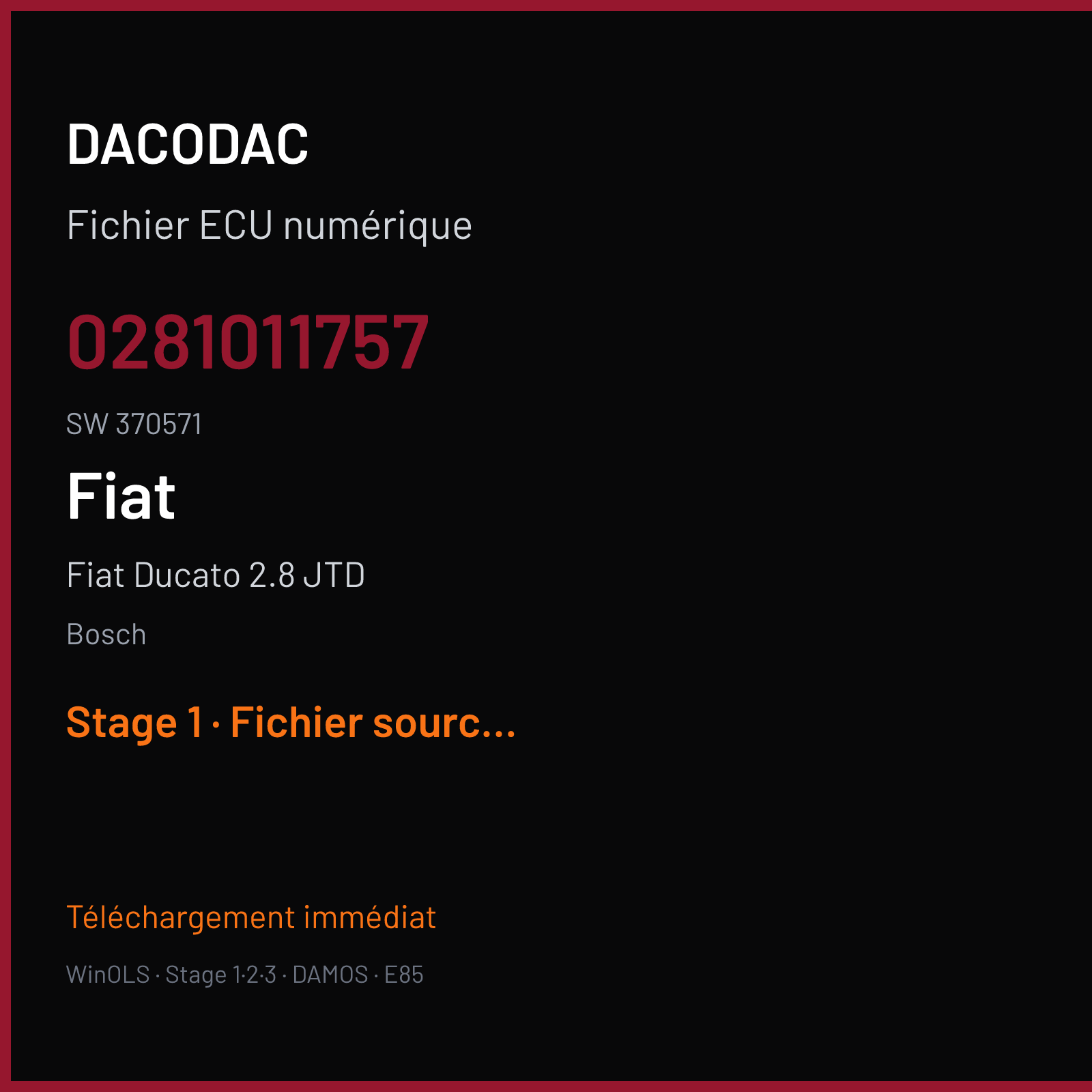 Fiat Ducato 2.8 JTD (2005) — Bosch — 0281011757 · 370571 — Stage 1