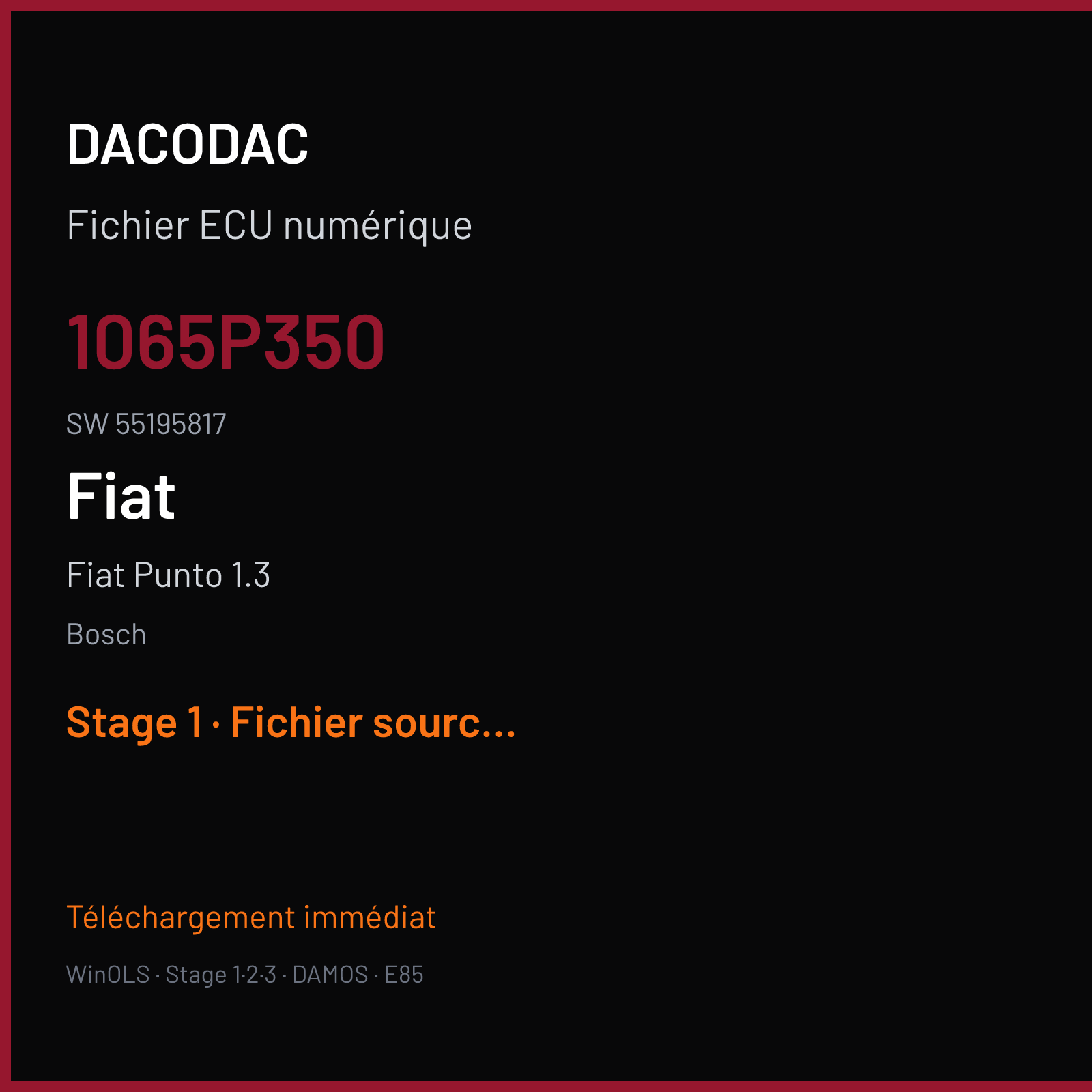 Fiat Punto 1.3 70 ch (2003) — Bosch — 1065P350 · 55195817 — Stage 1