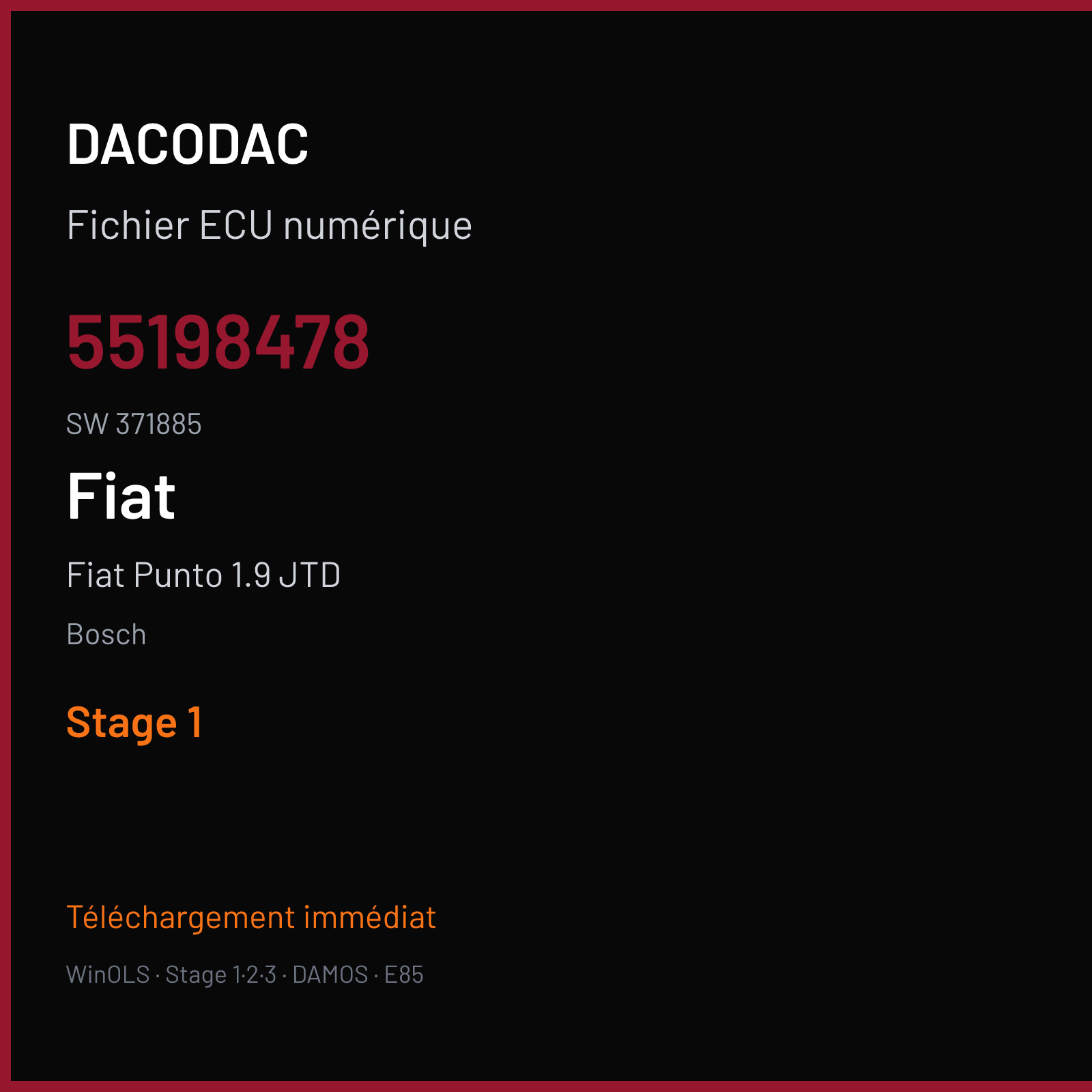 Fiat Punto 1.9 JTD (2002) — Bosch — 55198478 · 371885 — Stage 1