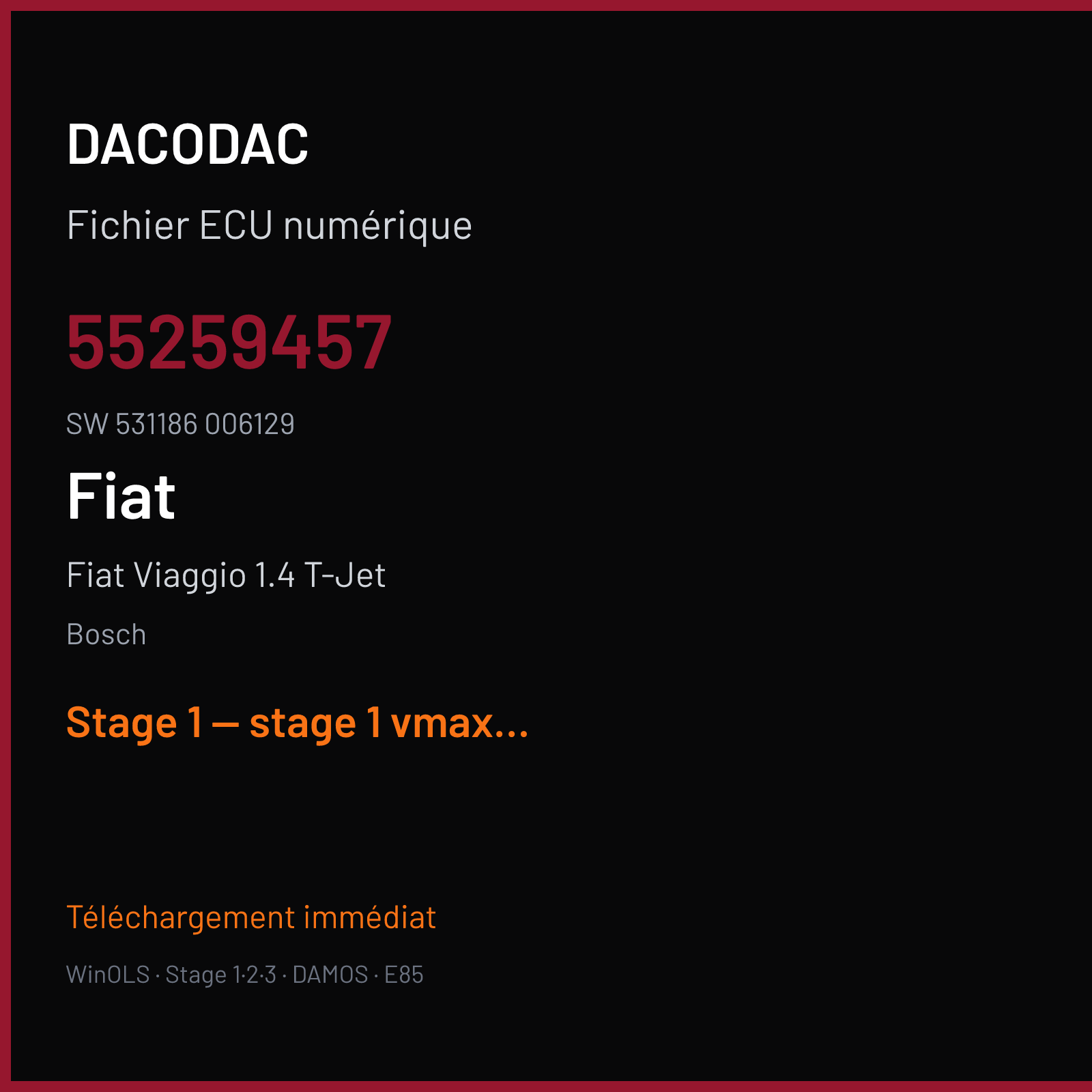 Fiat Viaggio 1.4 T-Jet (2013) — Bosch — 55259457 · 531186 006129 — Stage 1 — stage 1 vmax off