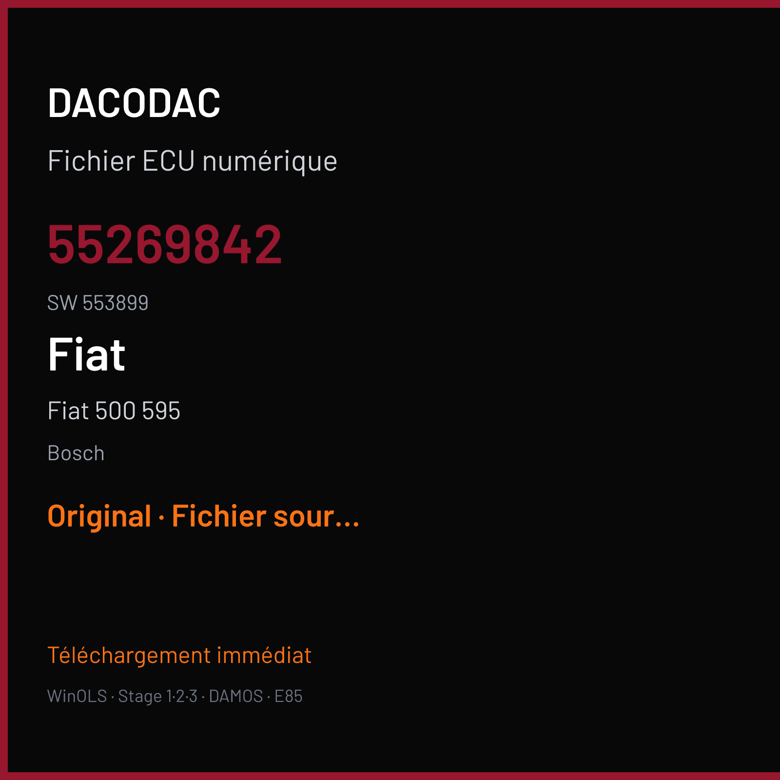 Fiat 500 595 (2016) — Bosch — 55269842 · 553899 — Original