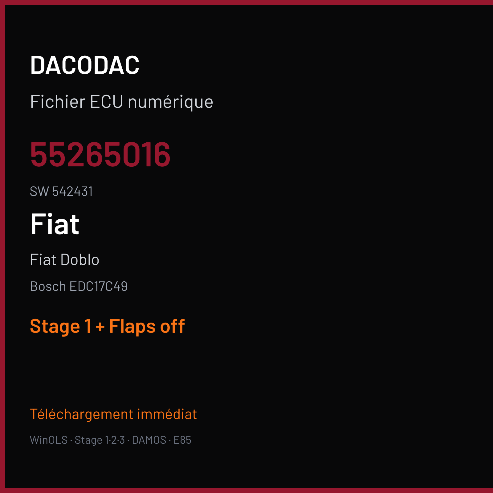 Fiat Doblo (2014) — Bosch EDC17C49 — 55265016 · 542431 — Stage 1 + Flaps off