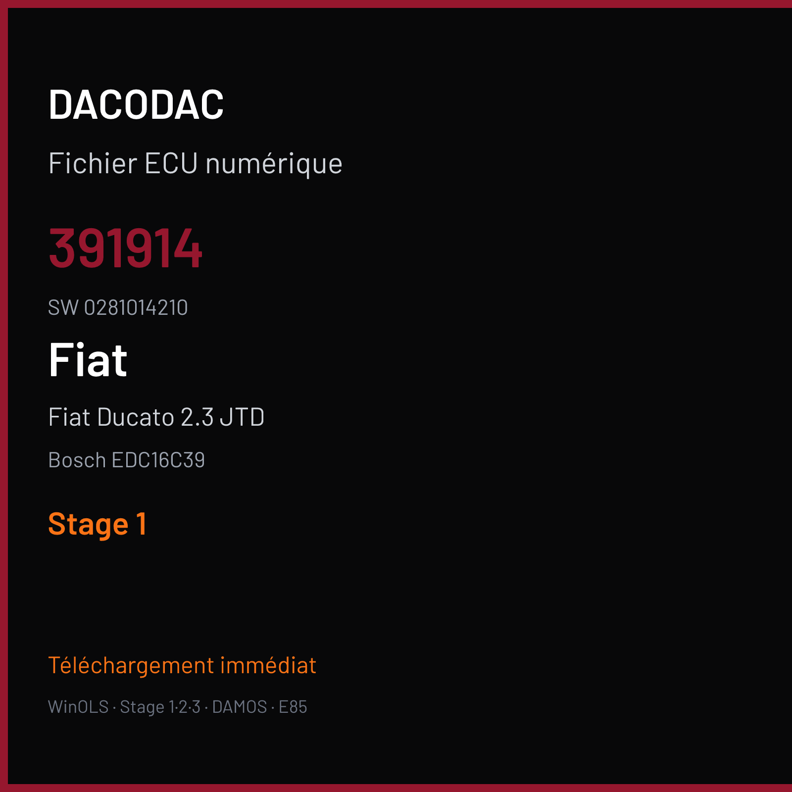 Fiat Ducato 2.3 JTD 131 ch (2009) — Bosch EDC16C39 — 391914 · 0281014210 — Stage 1