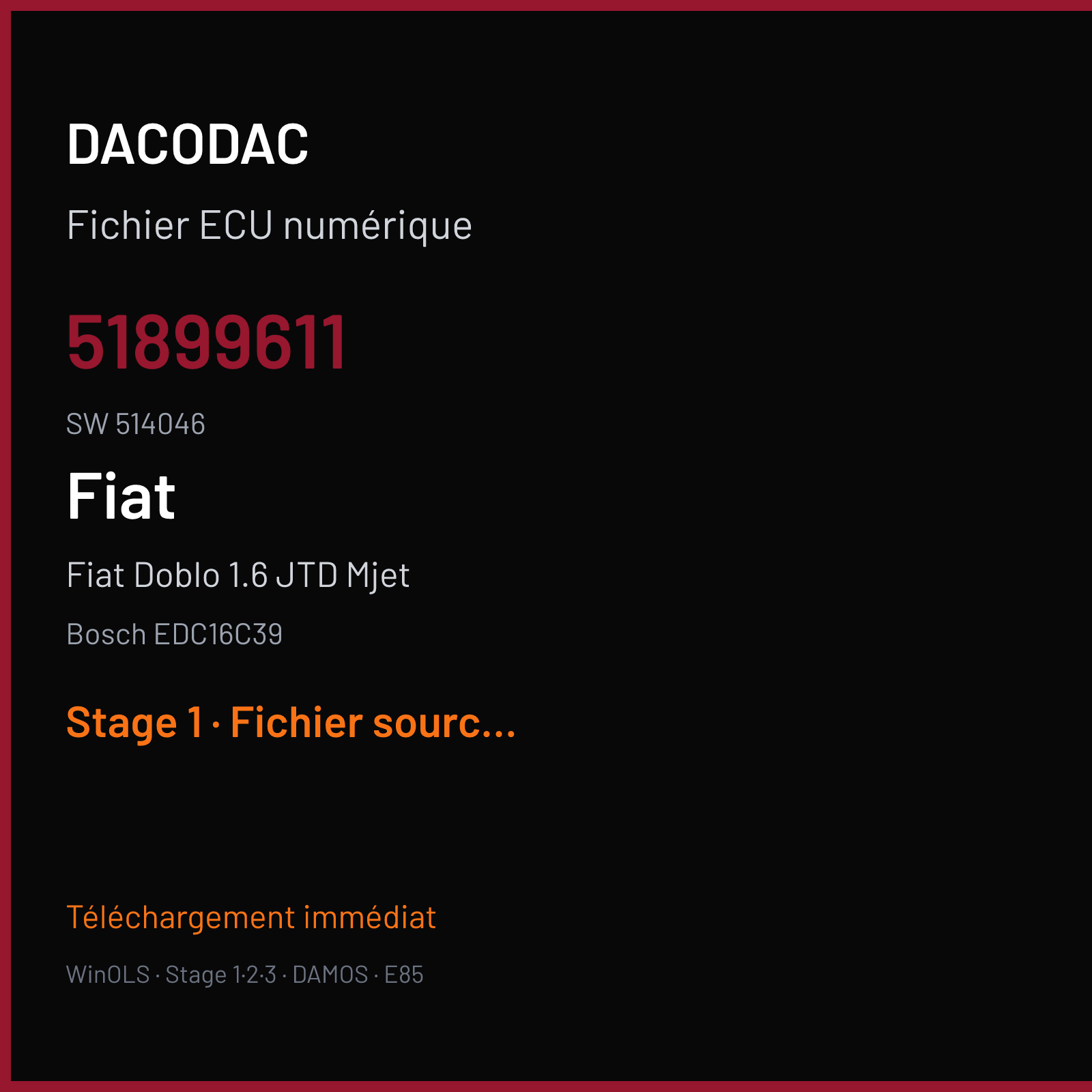 Fiat Doblo 1.6 JTD Mjet (2011) — Bosch EDC16C39 — 51899611 · 514046 — Stage 1