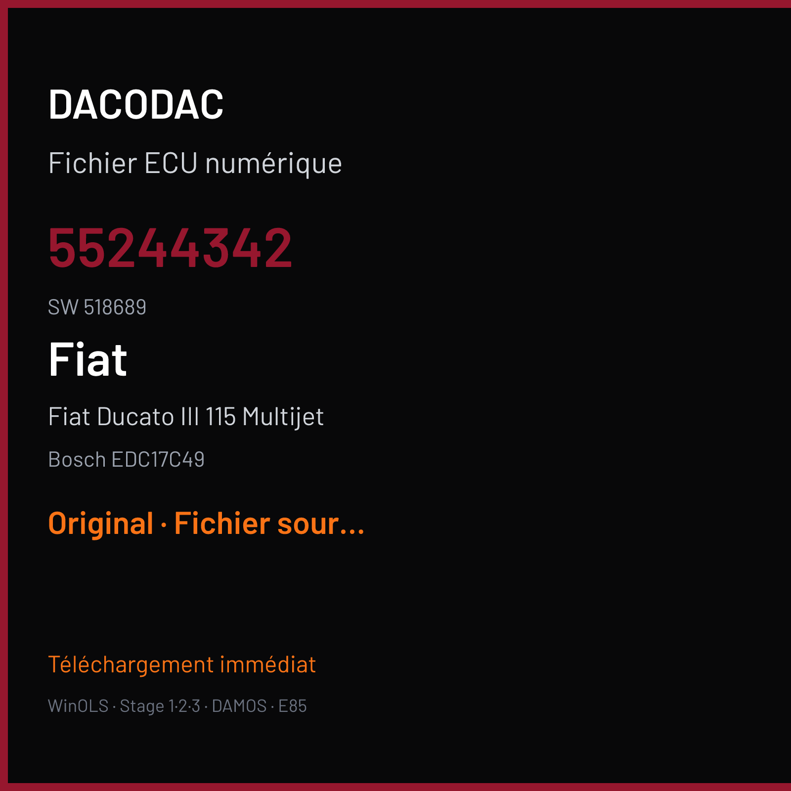 Fiat Ducato III 115 Multijet (2012) — Bosch EDC17C49 — 55244342 · 518689 — Original