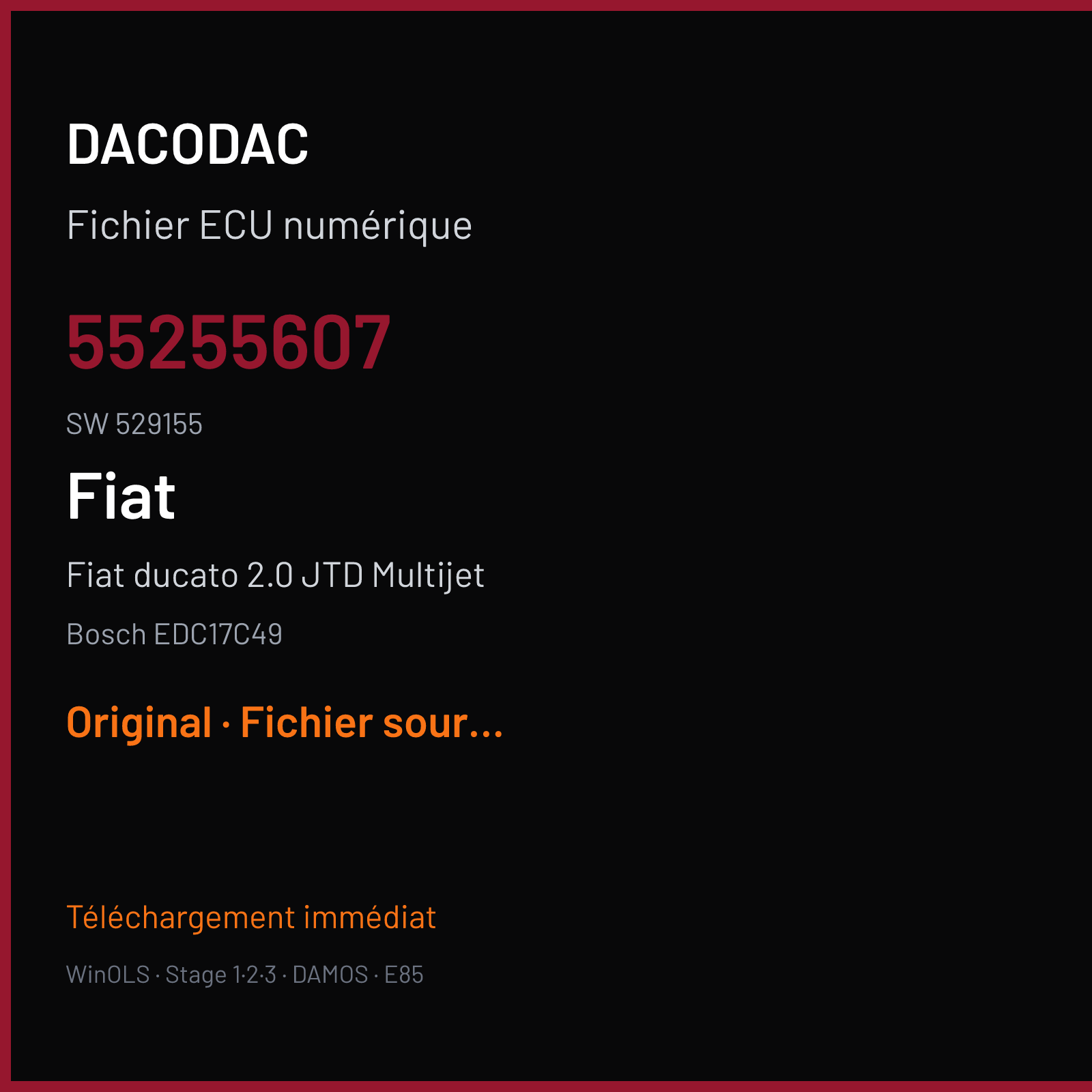 Fiat ducato 2.0 JTD Multijet (2014) — Bosch EDC17C49 — 55255607 · 529155 — Original