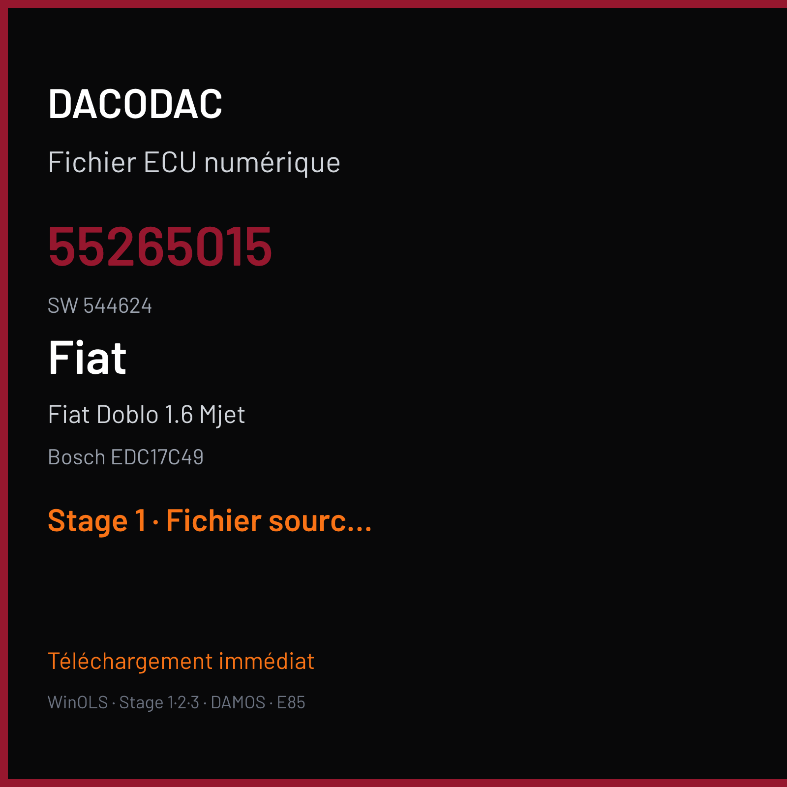 Fiat Doblo 1.6 Mjet (2010) — Bosch EDC17C49 — 55265015 · 544624 — Stage 1